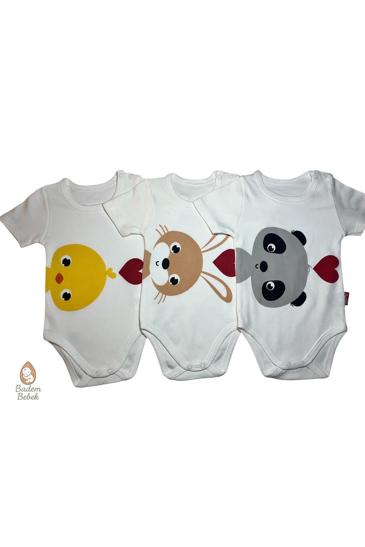Baby Lullaby BADEM BEBEK %100 pamuk body zıbın 3’lü çıtçıtlı set