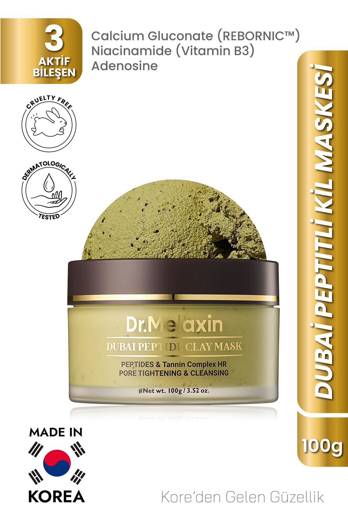 Dr.Melaxin Dubai Peptit Kil Maskesi Renk Değiştiren Gözenek Görünümünü Sıkılaştırıcı & Sebum Dengeleyici 100ml
