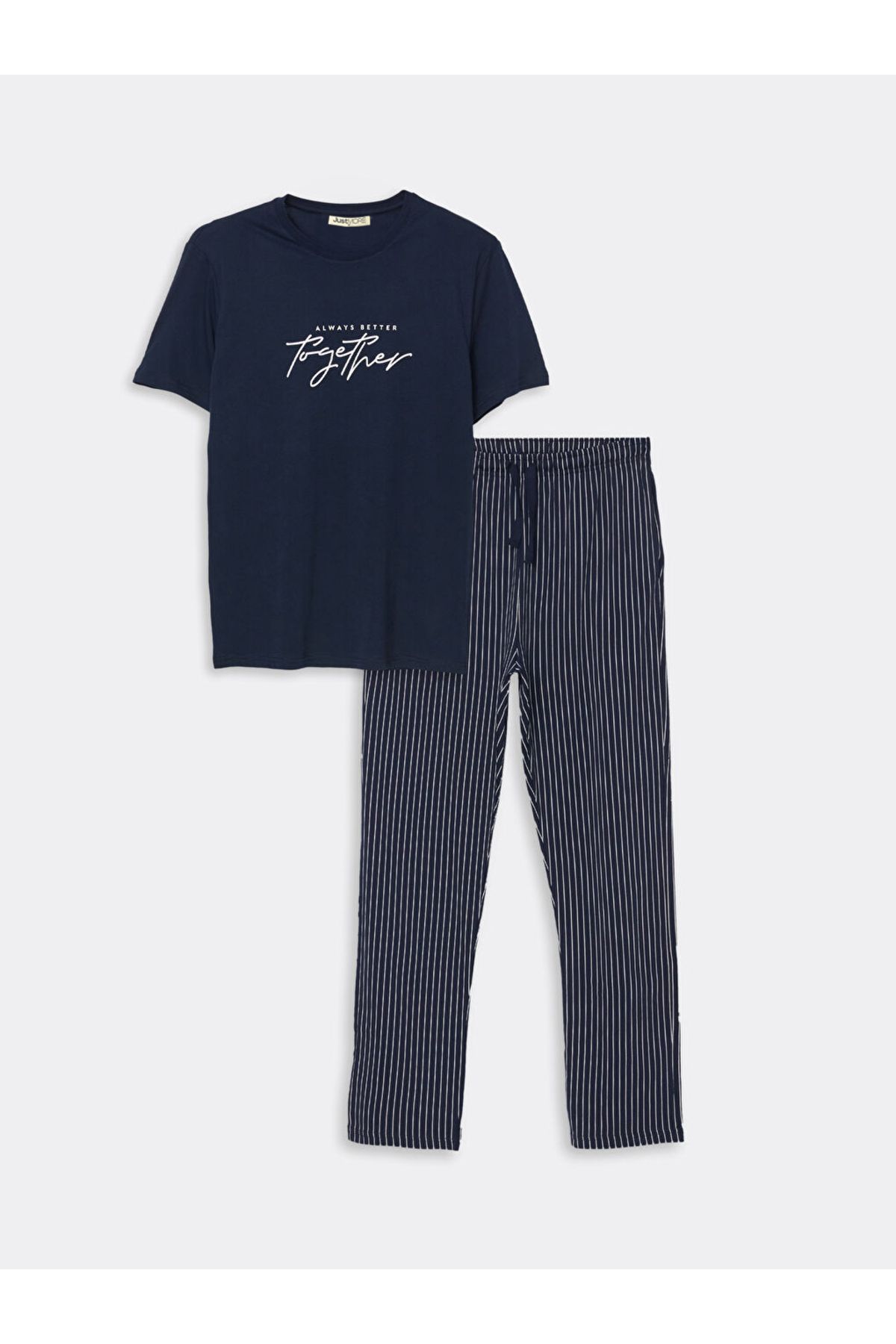 JustMORE Erkek Basic Kısa Kollu Lacivert Pijama Takımı