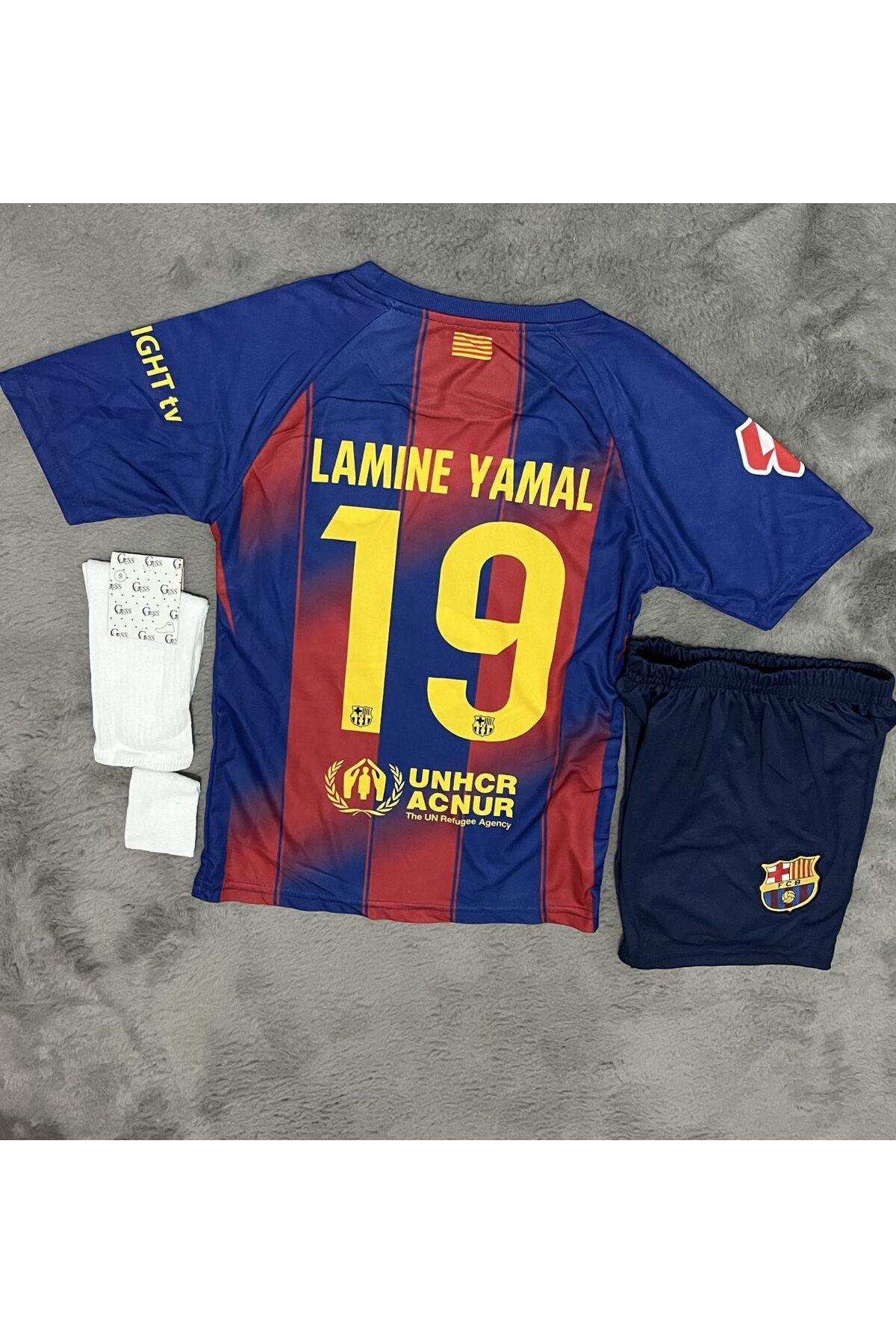 sinmm yeni sezon 'BA'RC'E'L'O'N'A lamine yamal çocuk forması bileklik çorap hediye bordo renk