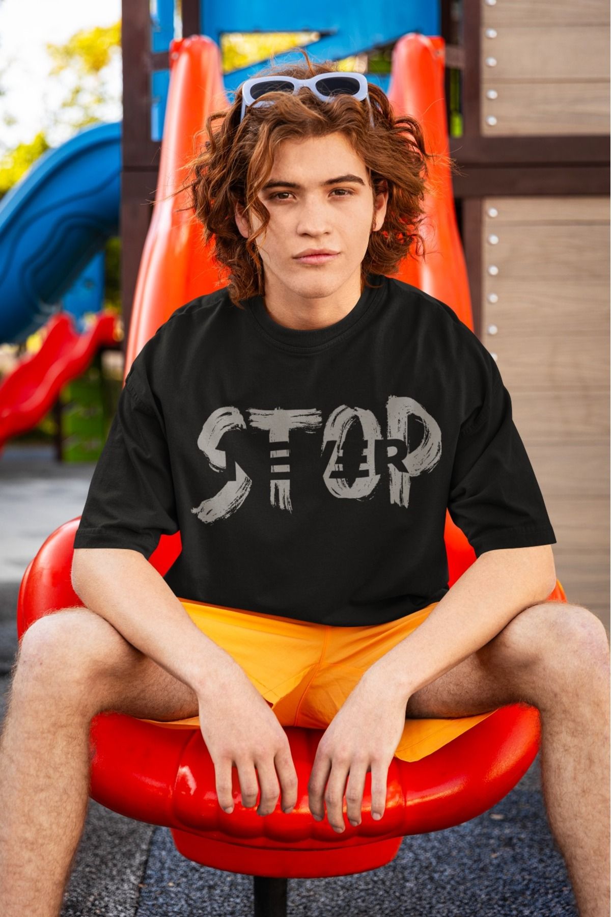 Butik %100 PAMUK ERKEK/KADIN -NEVER STOP- TRANSFER BASKILI YUVARLAK YAKA KISA KOL TİŞÖRT