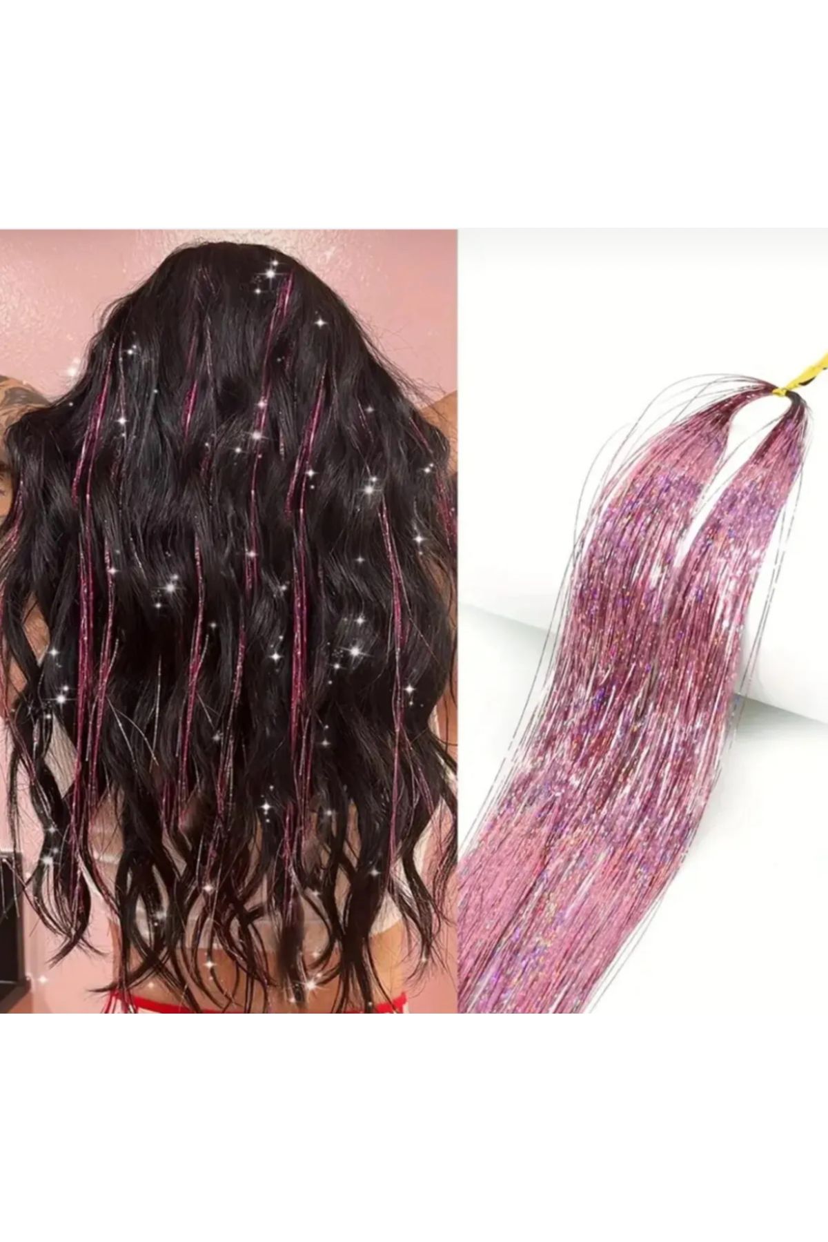 shop Dishi Tinsel Pembe Simli Saç Aksesuarı Saç Işıltısı