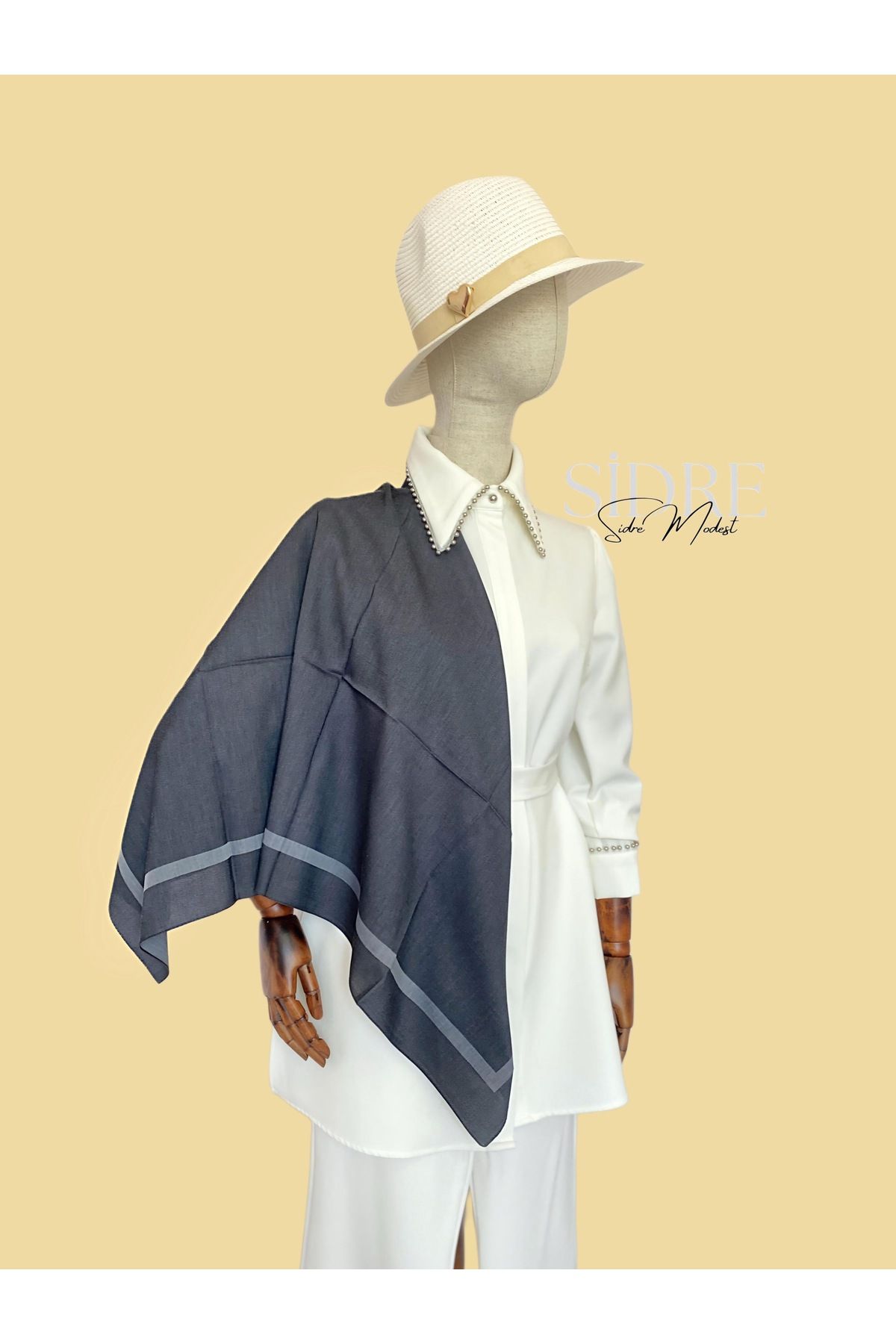 SİDRE MODEST Soft Sade Antrasit Eşarp