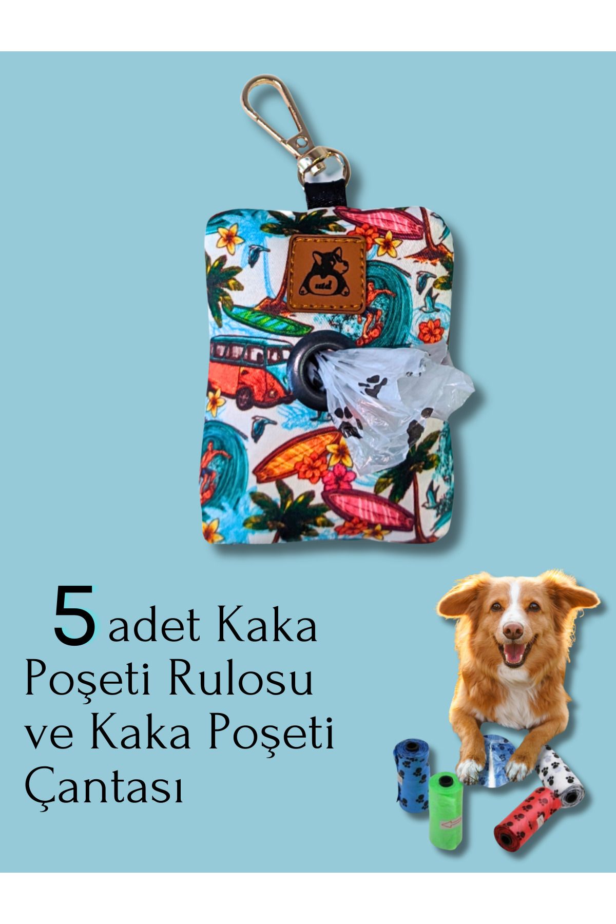 UTDpet Palm Beach Köpek Kaka Poşeti Çantası ve 5 adet Rulo Seti