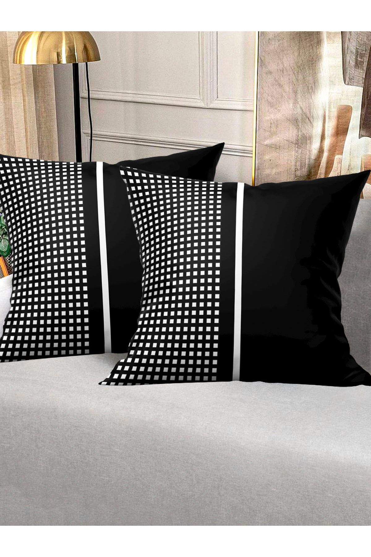 Ardizayn Pötikare Kadife Kumaş 2'li Kırlent Kılıfı 43x43 cm- Çift Taraflı Baskı