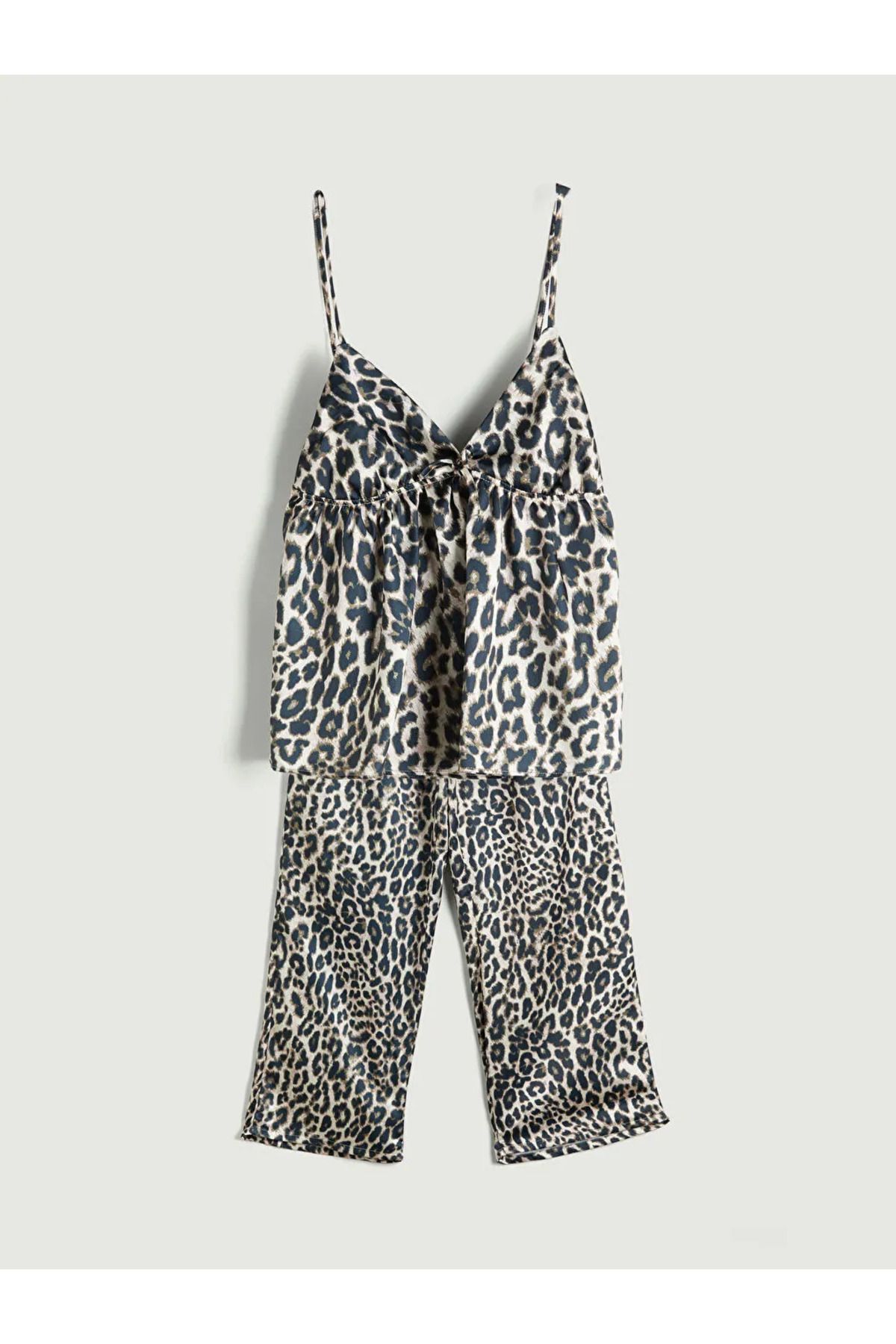 LC Waikiki LCW DREAM Kahverengi V Yaka Leopar Desenli Askılı Kadın Pijama Takımı