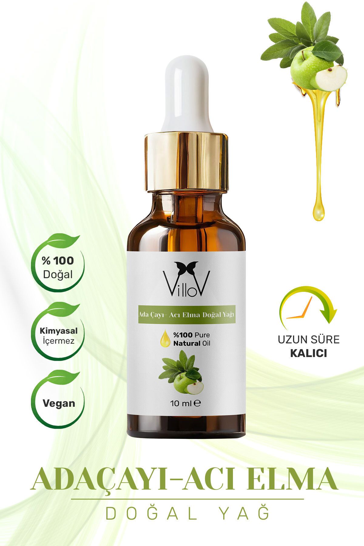 Villov Adaçayı Acı Elma Uçucu Yağ Soğuk Sıkım %100 Saf Doğal Bitkisel Sage Bitter Apple Essential Oil 10ml