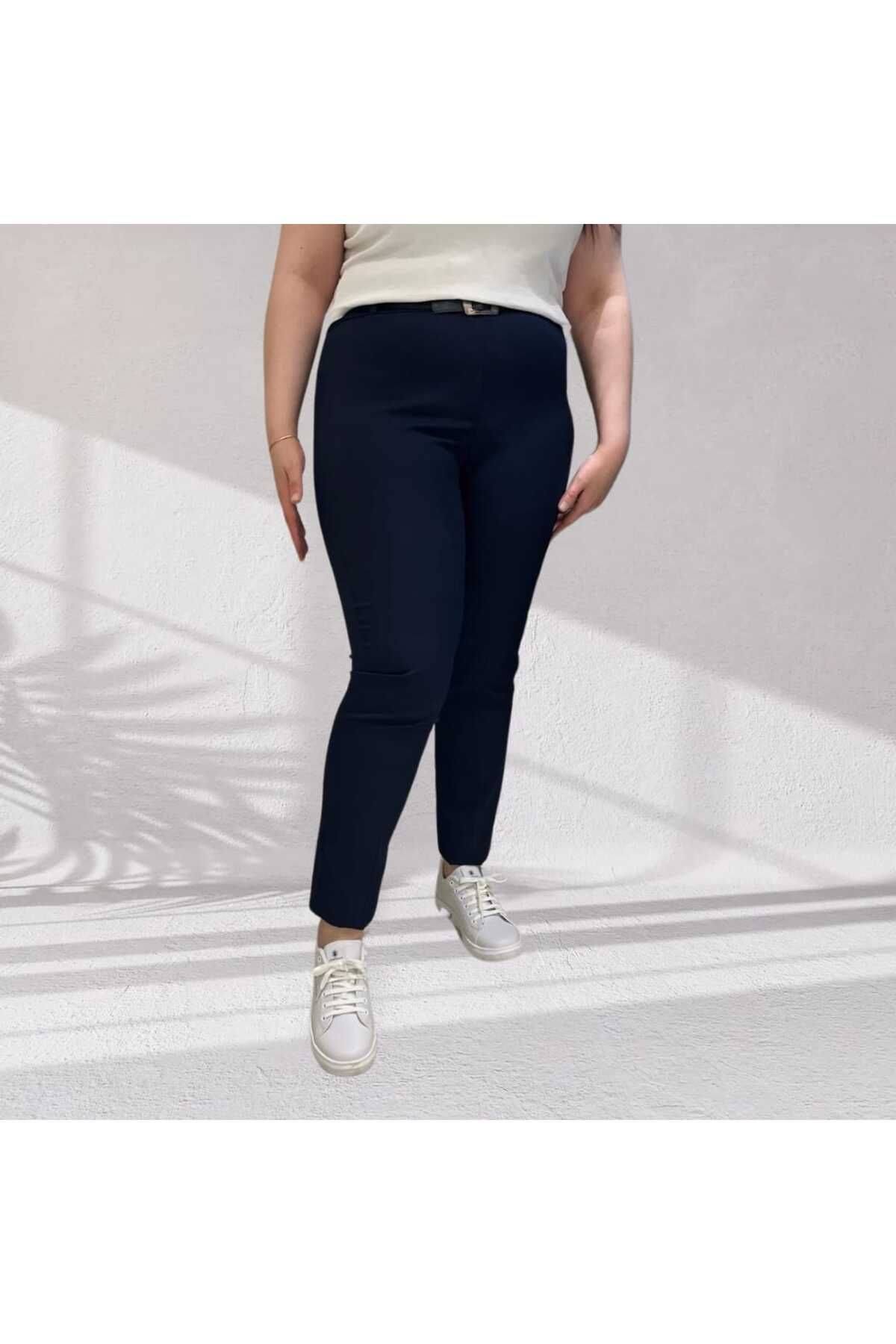 KSV Collection Büyük beden lacivert dar paça kumaş pantolon