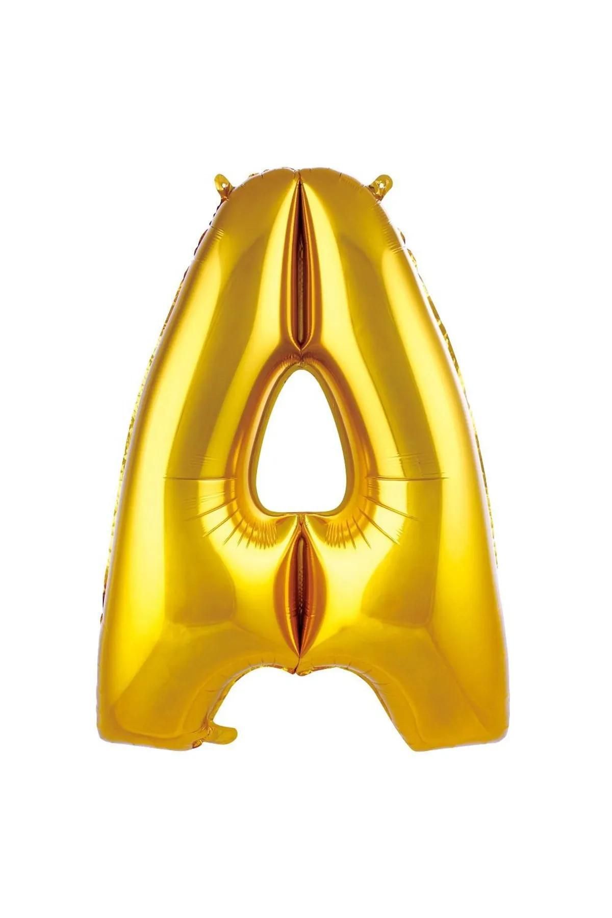 Mack PLUS 16 İnç 36 CM Gold Renk Folyo Harf Balon - Küçük Boy Metalik Altın Harf Balon, Parlak Altın Renk
