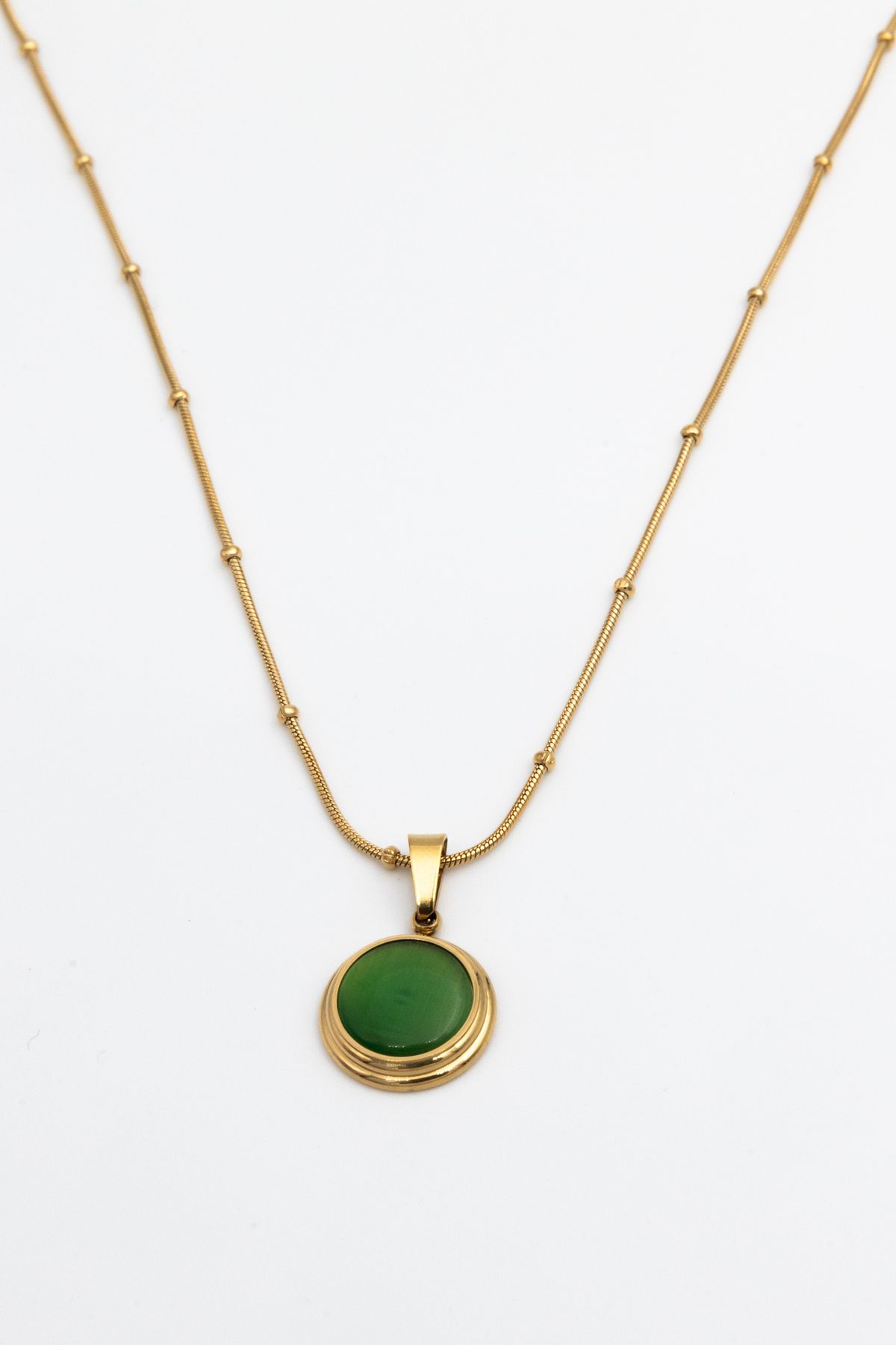 Limosse Jewelry Narida Yeşil Taşlı Çelik Gold Kolye