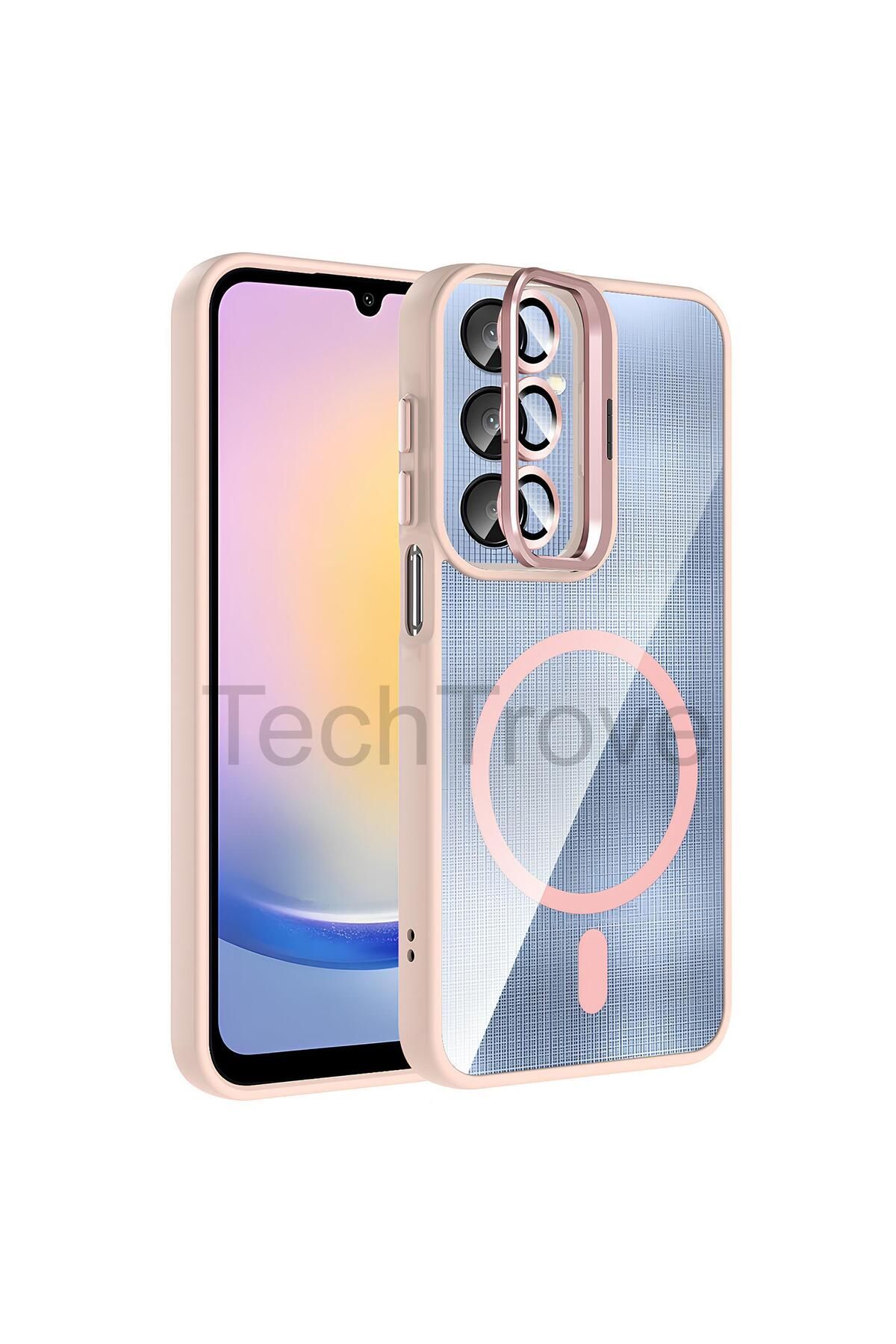 TechTrove Galaxy A56 Kılıf Standlı ve Kamera Lens Hediyeli M-Safe Şarj Özellikli Etro Kapak