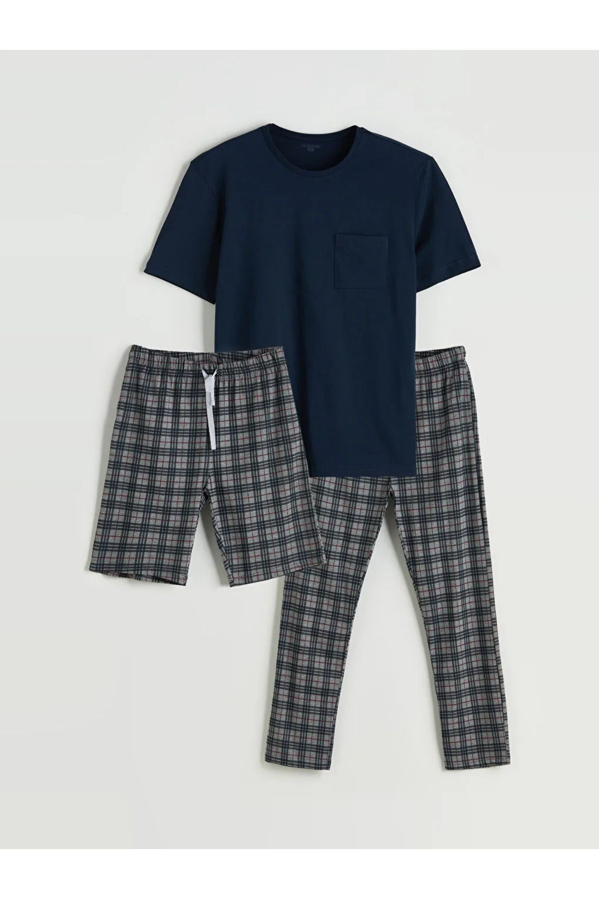 LC Waikiki Gri Standart Kalıp Erkek Pijama Takımı 3'lü Paket