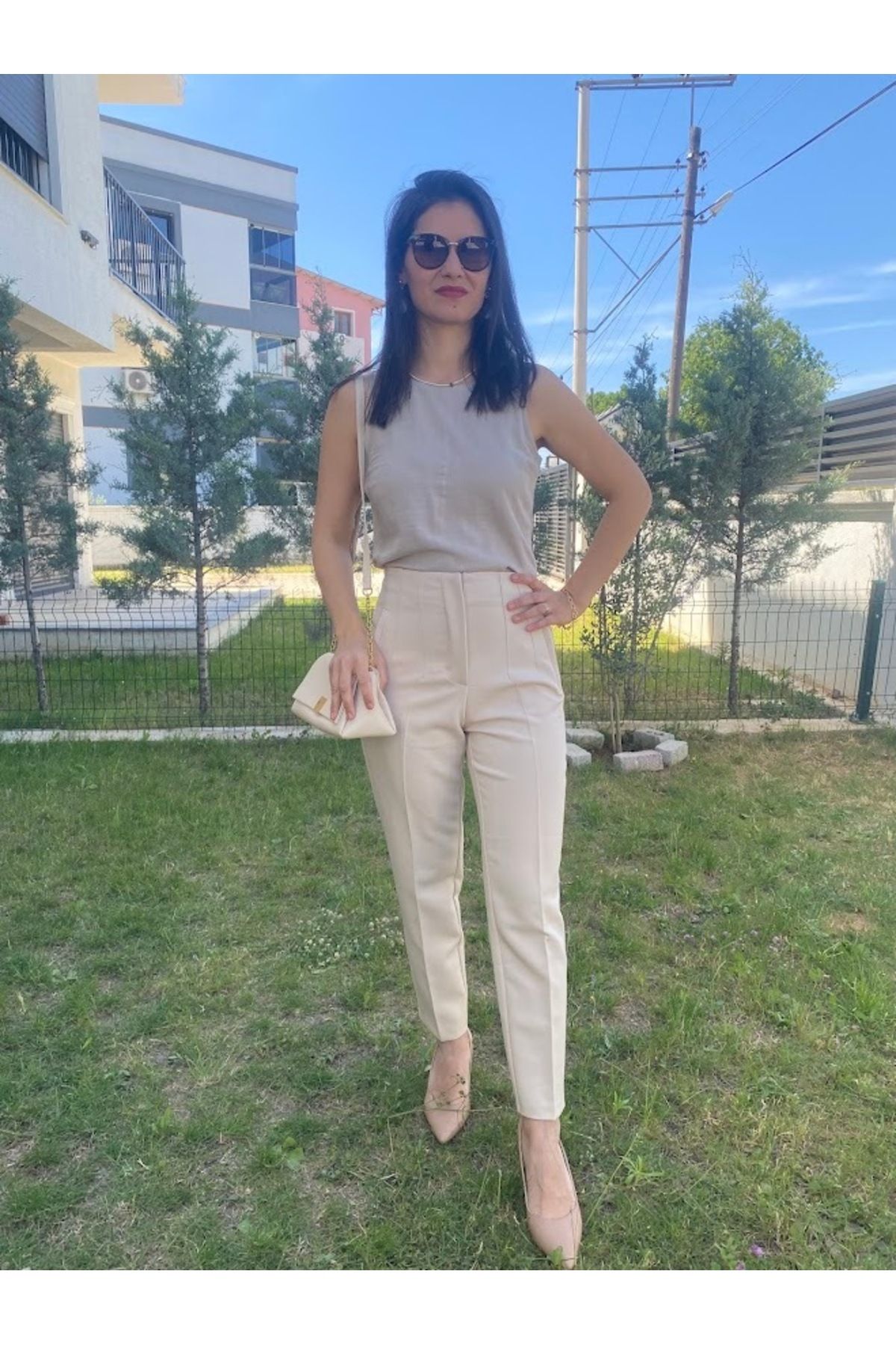 PERİNN BUTİK Krem Flat Pantolon