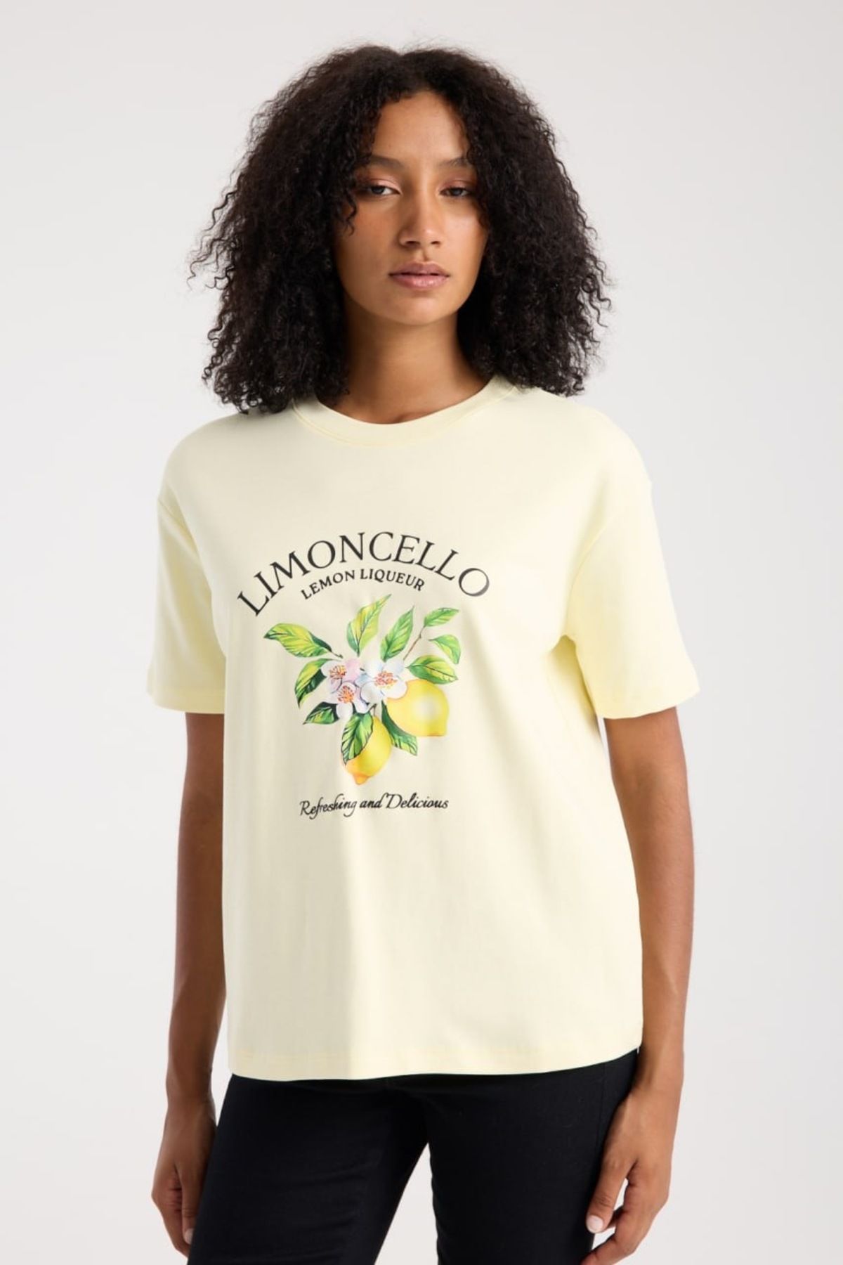 İLKCET MODA Limoncello Baskılı Oversize T-shirt