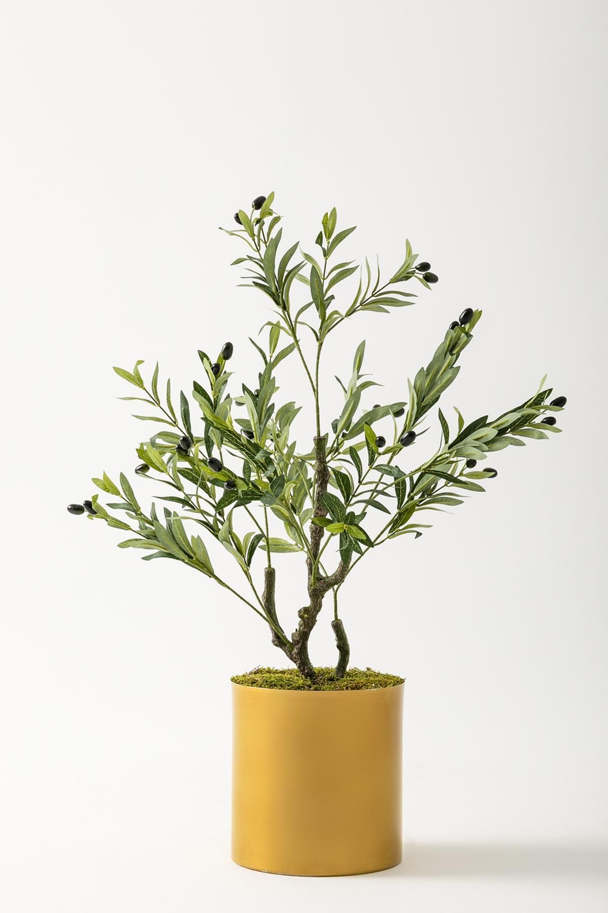 Güleç Yapay Çiçek Yapay Zeytin Ağacı 85 Cm Gold Metal Saksı