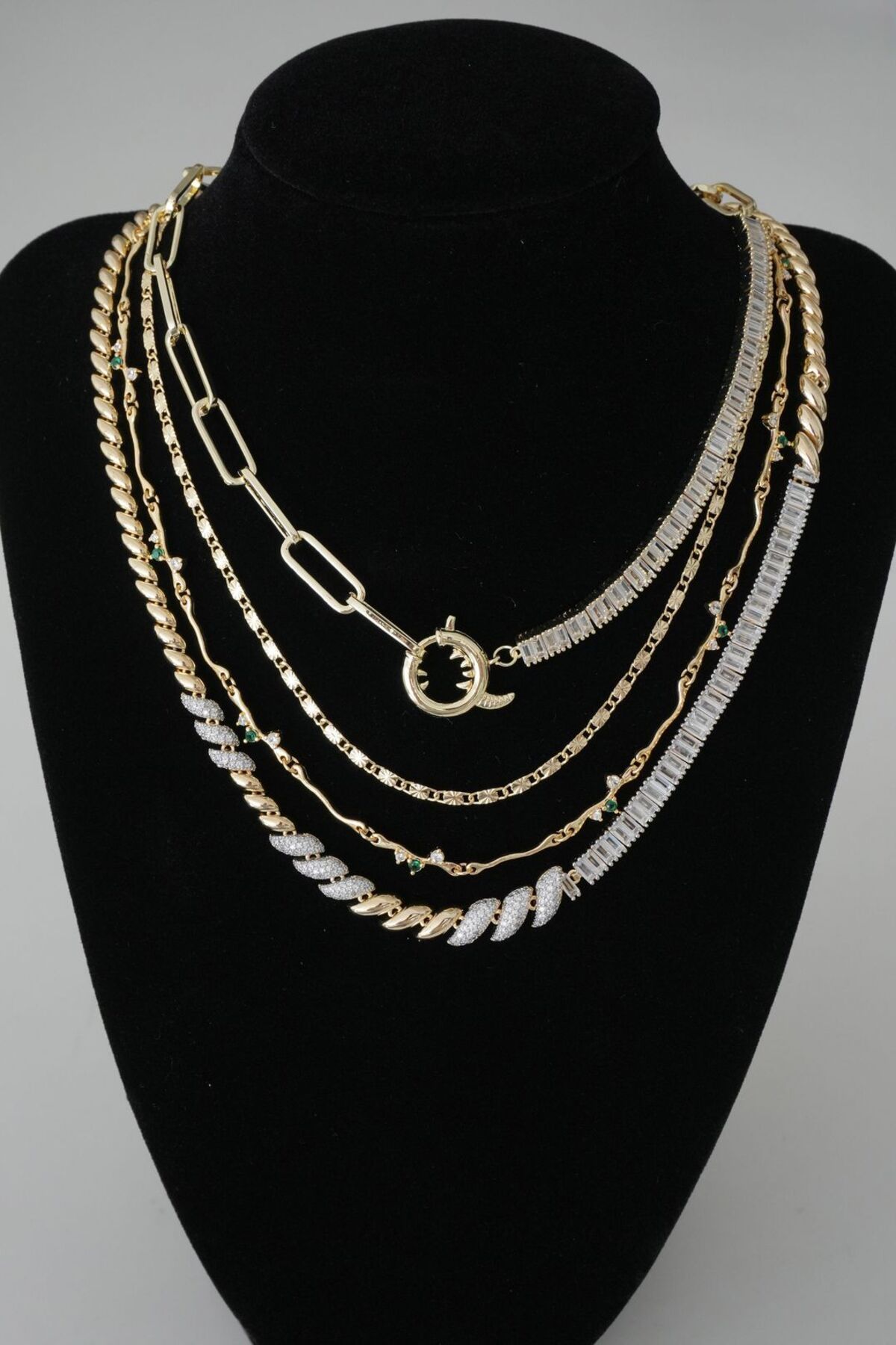 minimojewels Amara Burgu Baget Mix Rodyum Kolye
