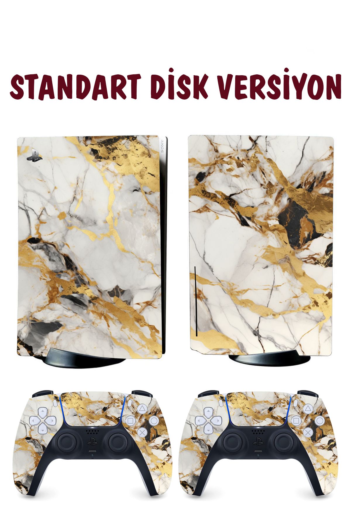 KT Decor Granit Gold Mermer Playstation 5 Full Sticker Kaplama Seti