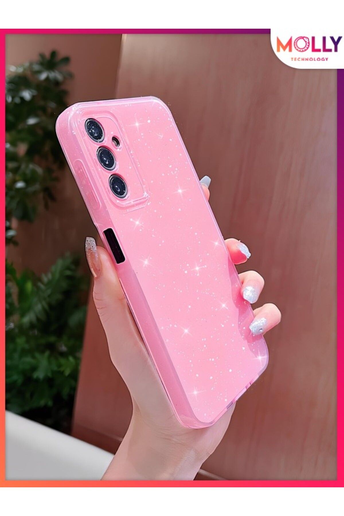 Molly Samsung Galaxy A16 İçin Pamuk Şeker Berry Simli ve Parıltılı Parlak Silikon Kılıf