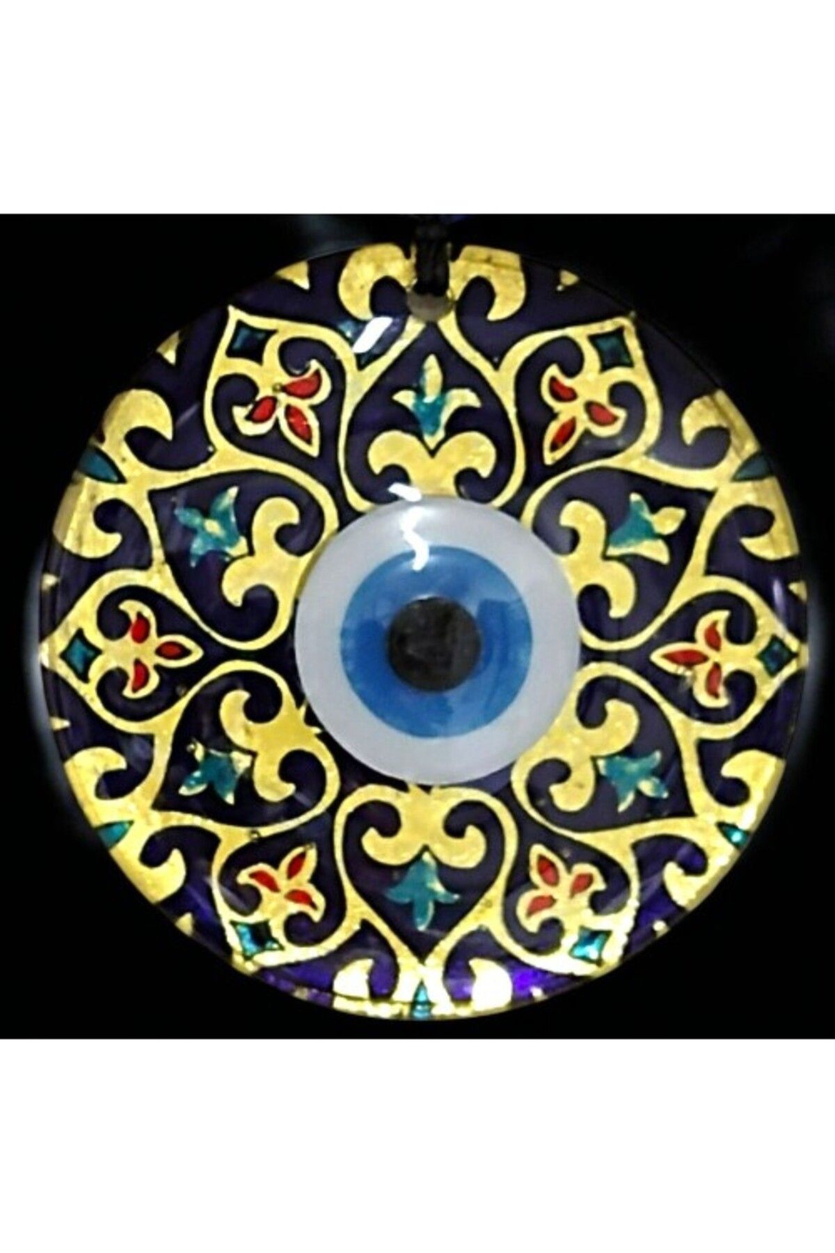 SAVA HOME COLLECTİON Lale Motifli Nazar Boncuklu Altın Rengi Füzyon Cam Duvar Süsü
