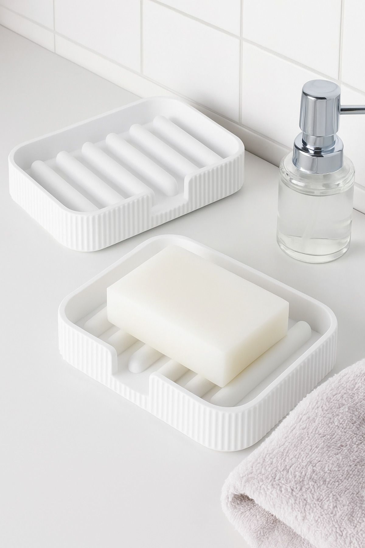EmAy3d Dayanıklı Sabunluk Kırılmaz Tezgah Üstü Kendinden Süzgeçli Banyo & Mutfak İçin Sabun Kabı