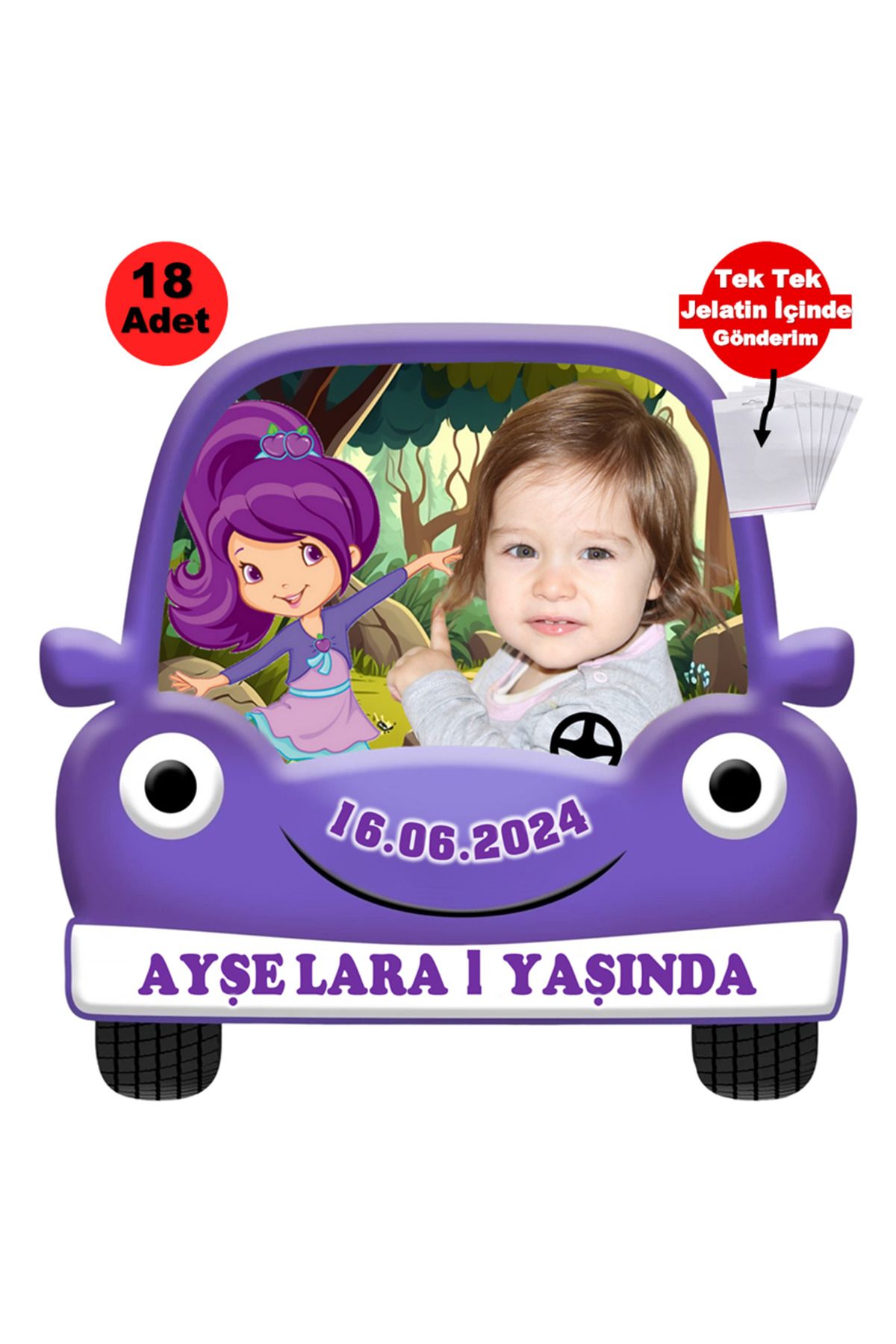 Elara Tasarım 1 Yaş 18 Adet Fotoğraflı Kişiye özel Doğum Günü Magnet Hediye Poşetli Gönderilir.