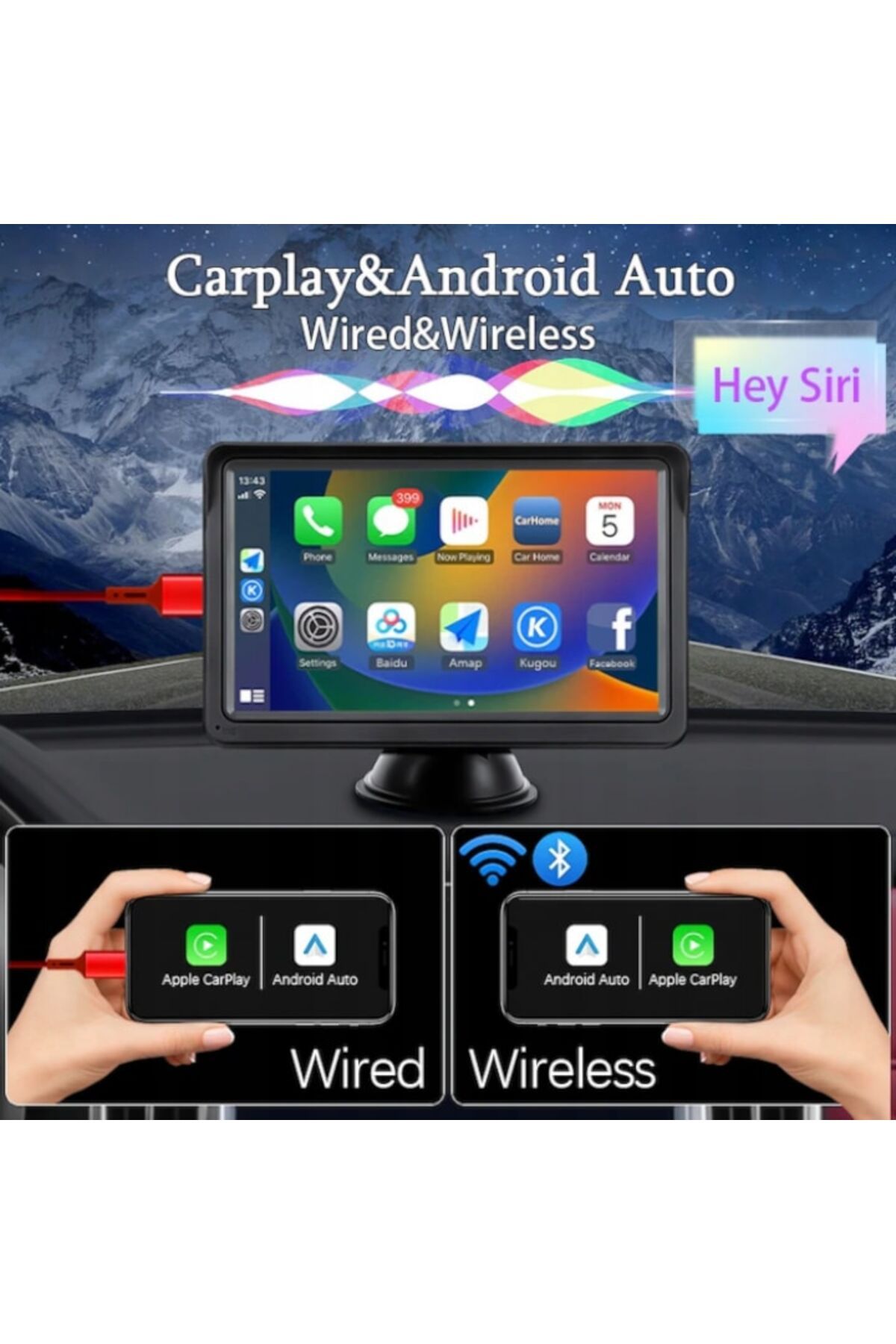 OEM-Universal Car Navigation with 7'' Touchscreen, Apple CarPlay & Android Auto 3
