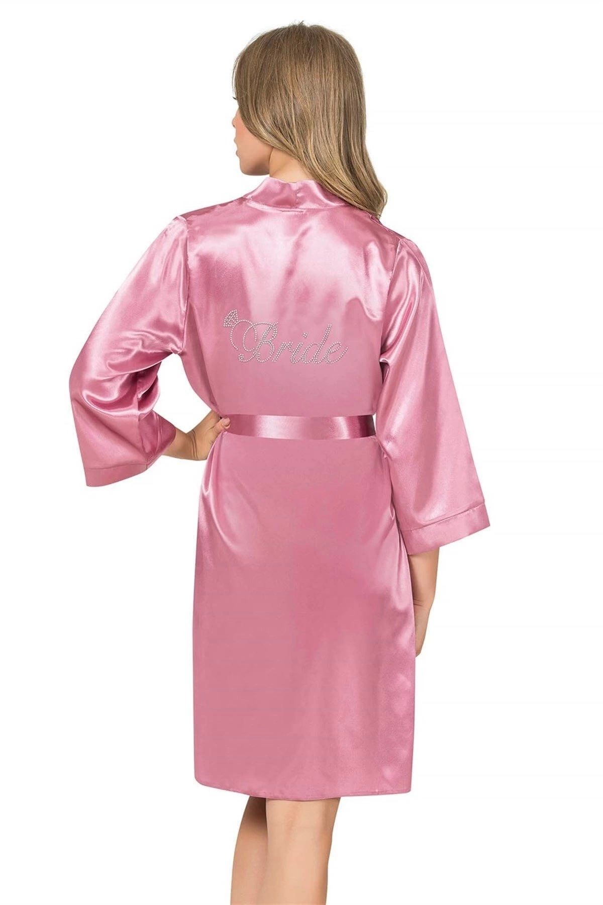 GiyimCity Miss Gül Kurusu Kısa Saten Bride Sabahlık