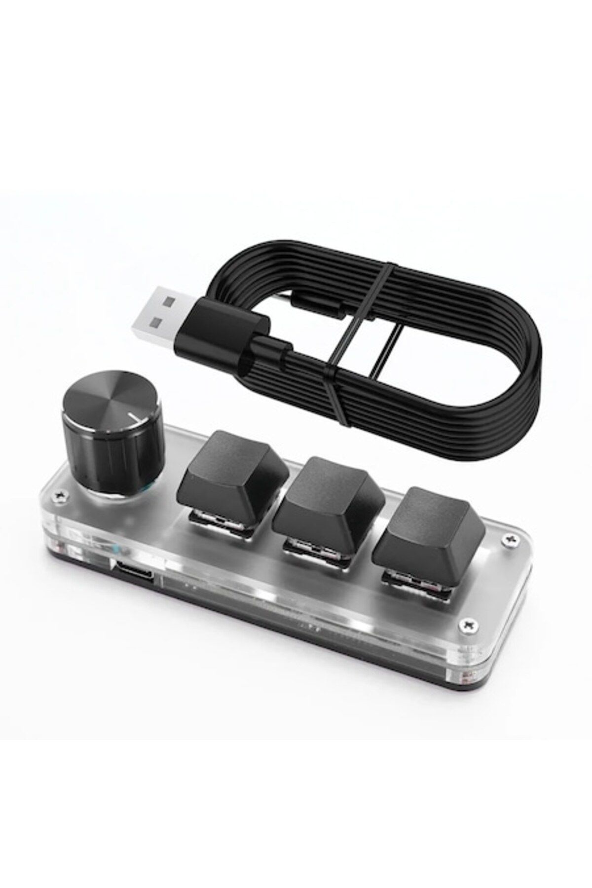 OEM-Mini Mechanical Macro Keyboard for Gaming, 3 Keys, 1 Potentiometer, Programmable, USB Connection, Bl 1