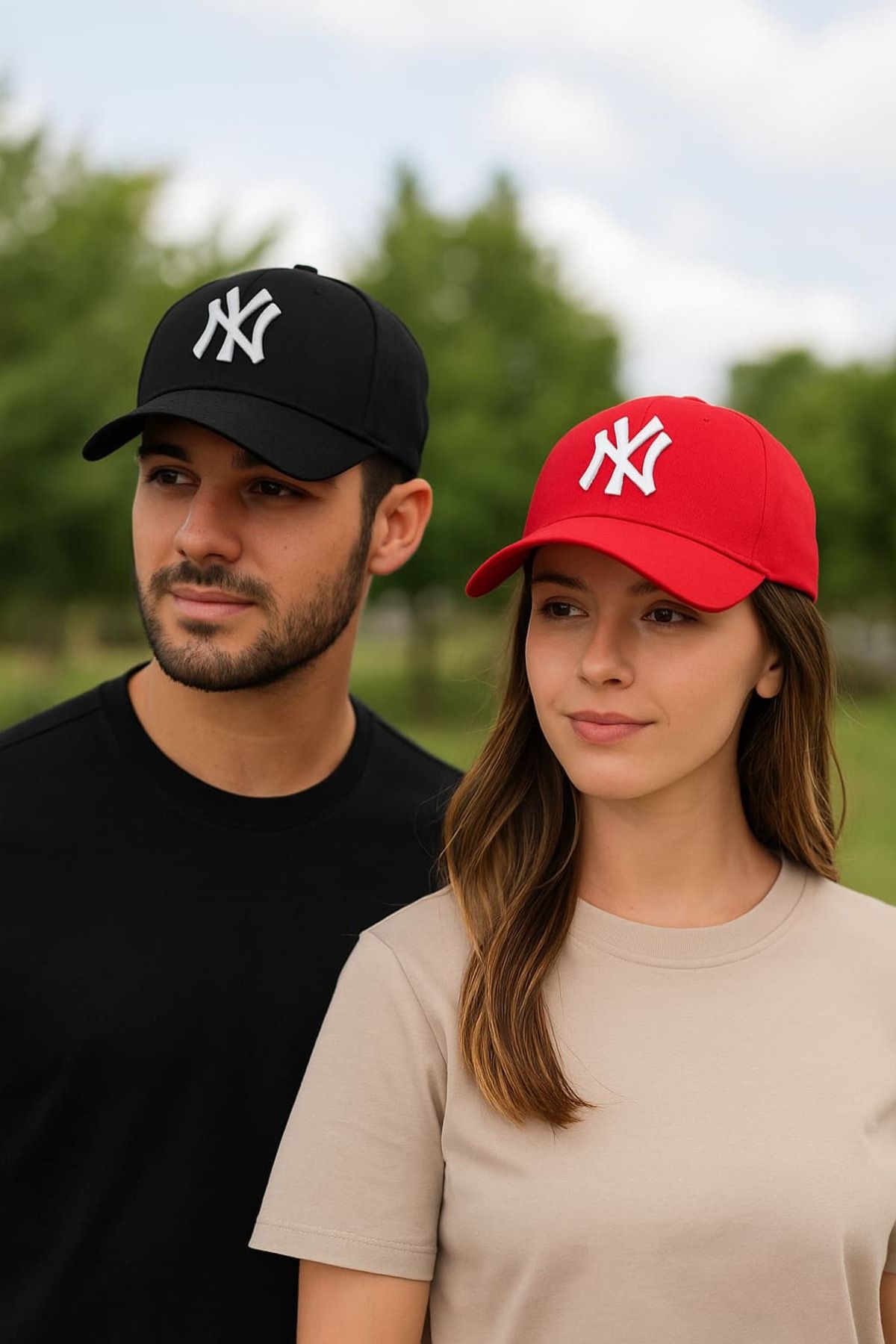 WOHOME Ny New York 2'li Set Şapka Unisex Kadın Erkek