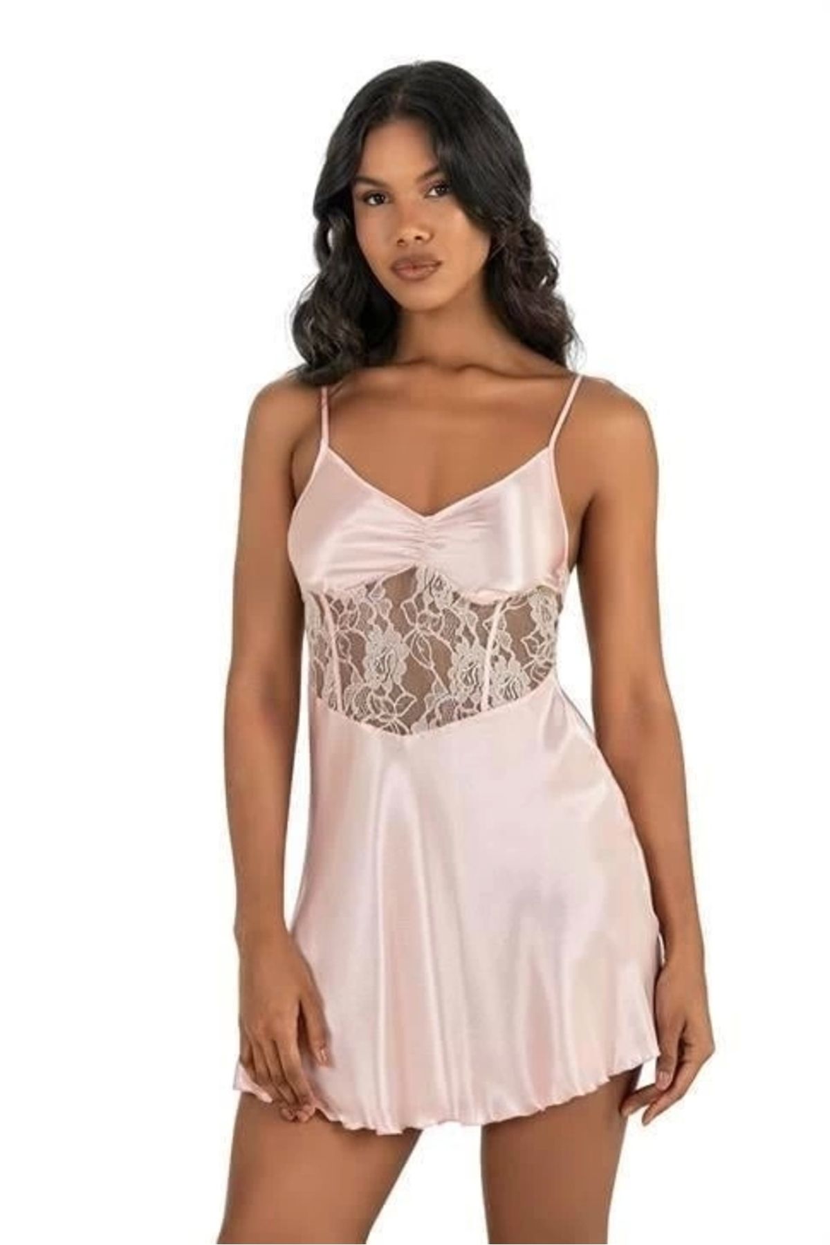 GiyimCity Miss Somon Kısa Saten Gecelik 8239