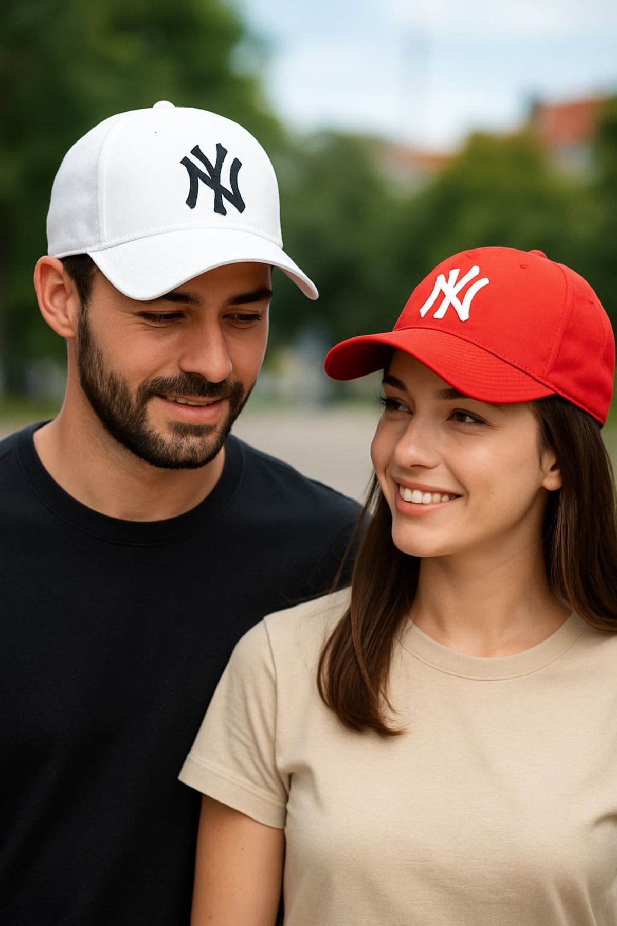 WOHOME Ny New York 2'li Set Şapka Unisex Kadın Erkek