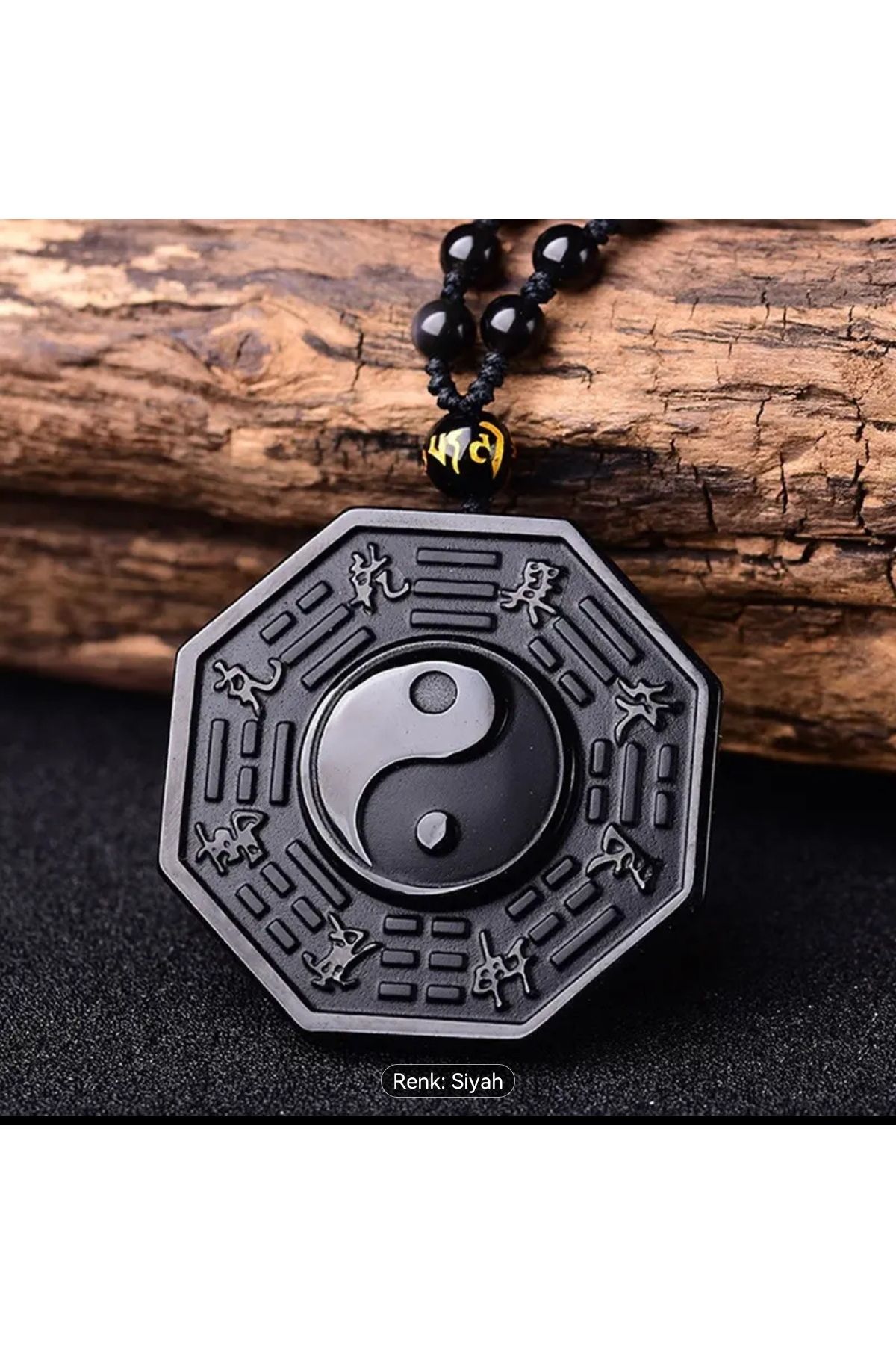 ORGANICYOU YIWU Obsidian Yin Yang Kolye Siyah Taş Amulet Koruma Kolye