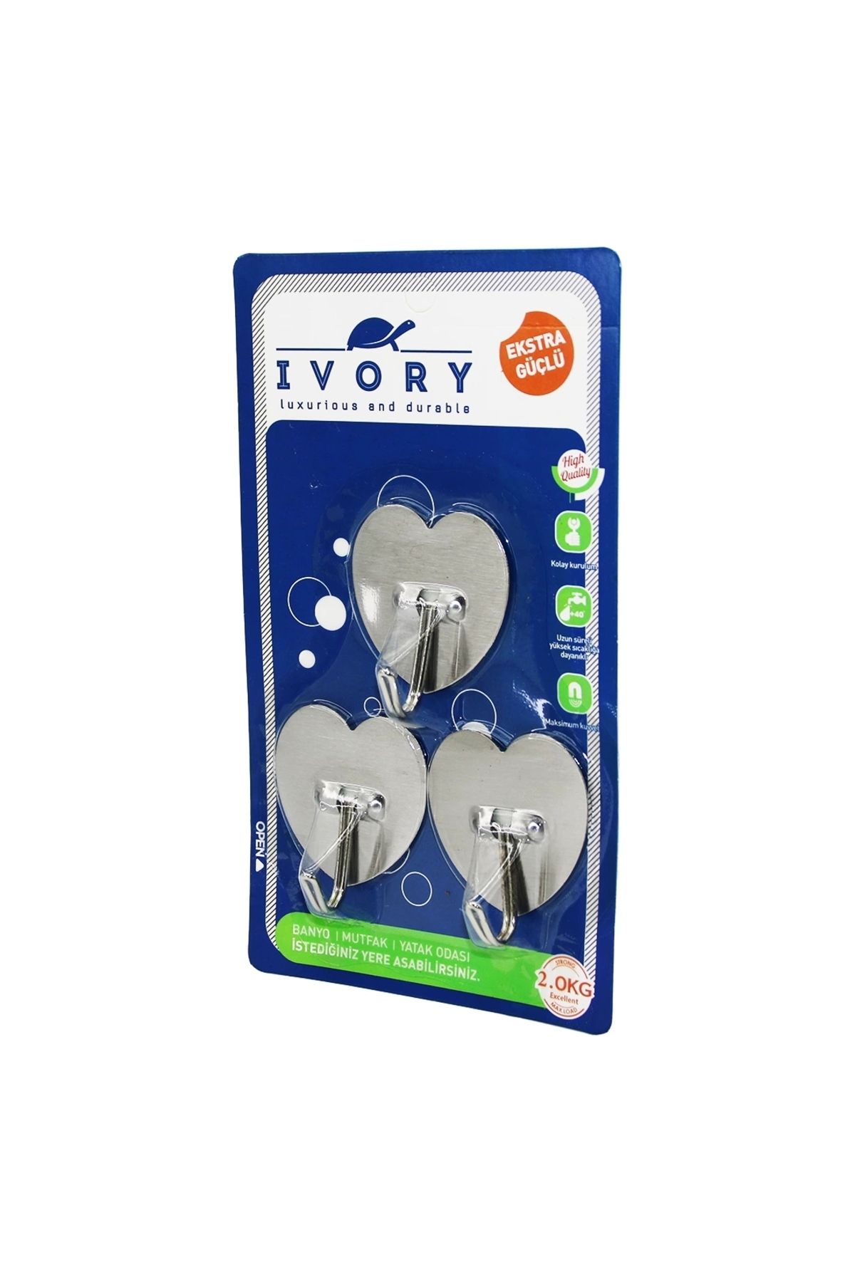 İnnMerry 3 PARÇA KALP - METAL YAPIŞKAN ASKI (5047)