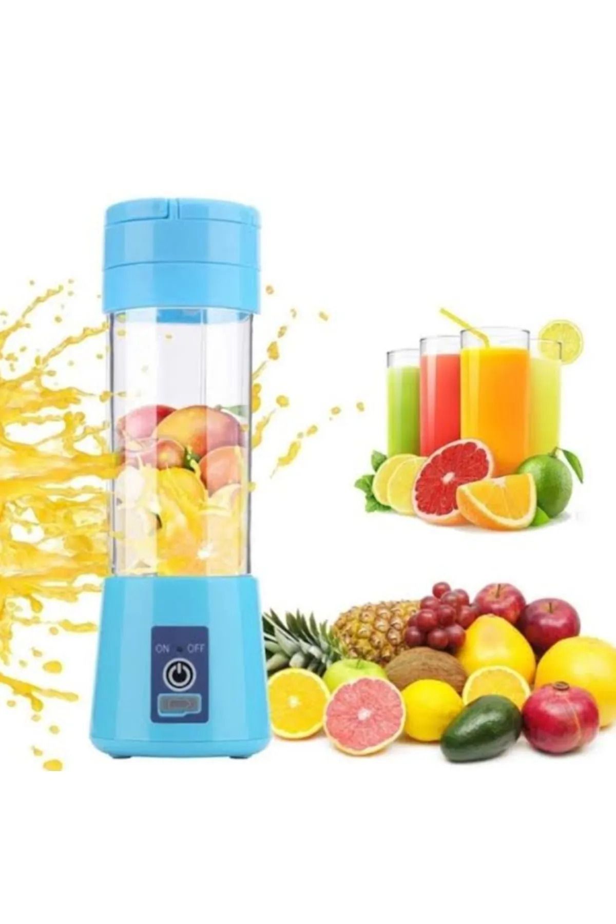Şarjlı 3 Bıçaklı Pratik Mini El Rondosu 380 ml Şarjlı Blender