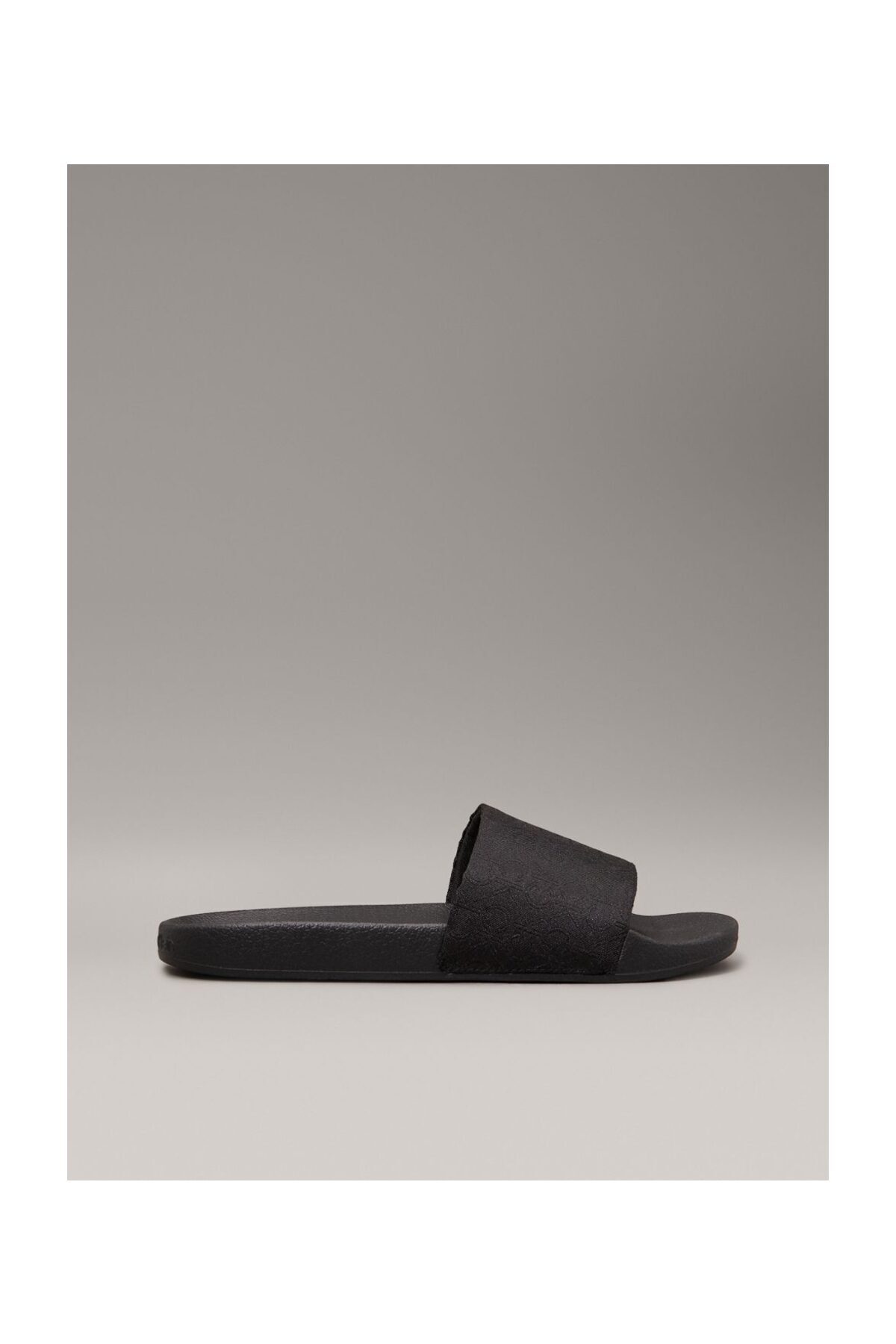 Calvin Klein Czarne damskie klapki z żakardowym wzorem w kratkę