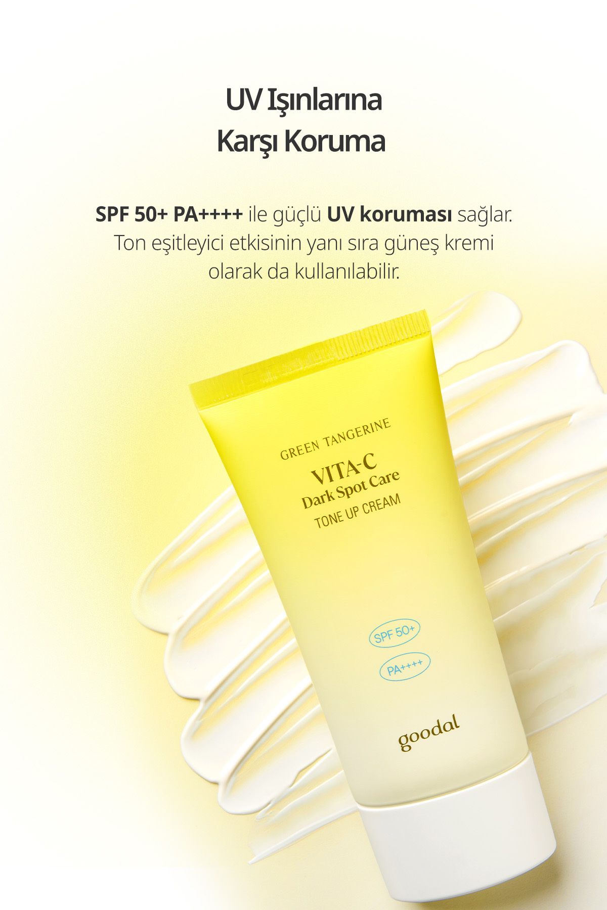 کرم ضد آفتاب صورت تنش لحن ذخیره سازی جرم خورشید GOODAL GREEN TANGERINE VITA C SPOT TONE UP CREAM SPF50+ Goodal
