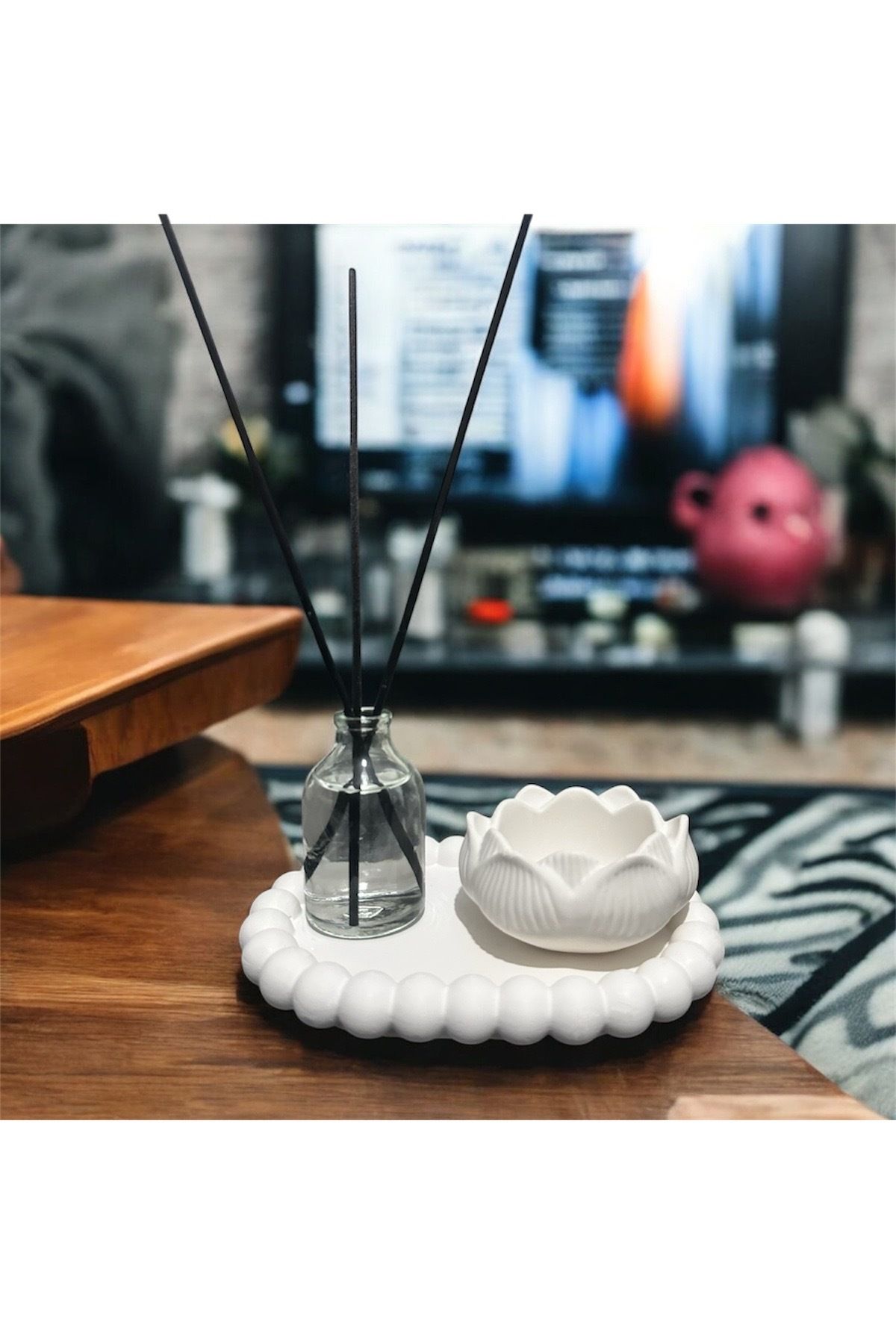 Home Dekoratif Lotus Çiçeği Tealight Mumluk Bubble Sunum Altlığı Karışık Çiçek Oda Kokusu