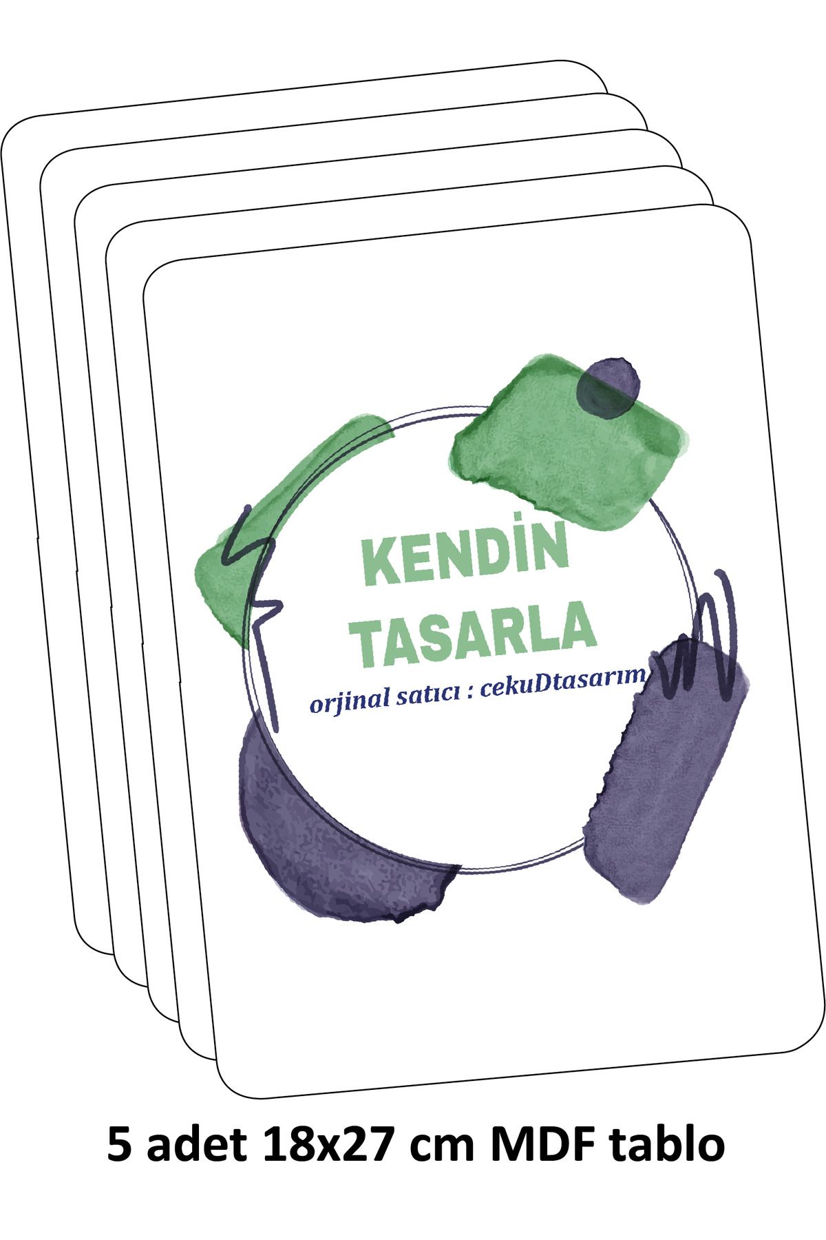cekuDtasarim 5 Adet Kendin Tasarla 18x27 cm MDF Tablo - Kişiye Özel Sublimasyon Baskılı Dekoratif Ürün
