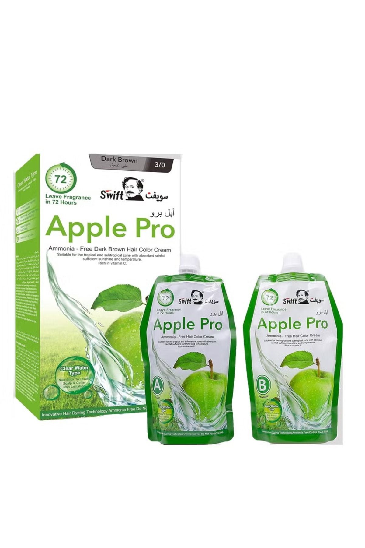 SWİFT-Swift Apple Pro Hair Dye 100% Grey Coverage 500ml (Dark Brown) 1