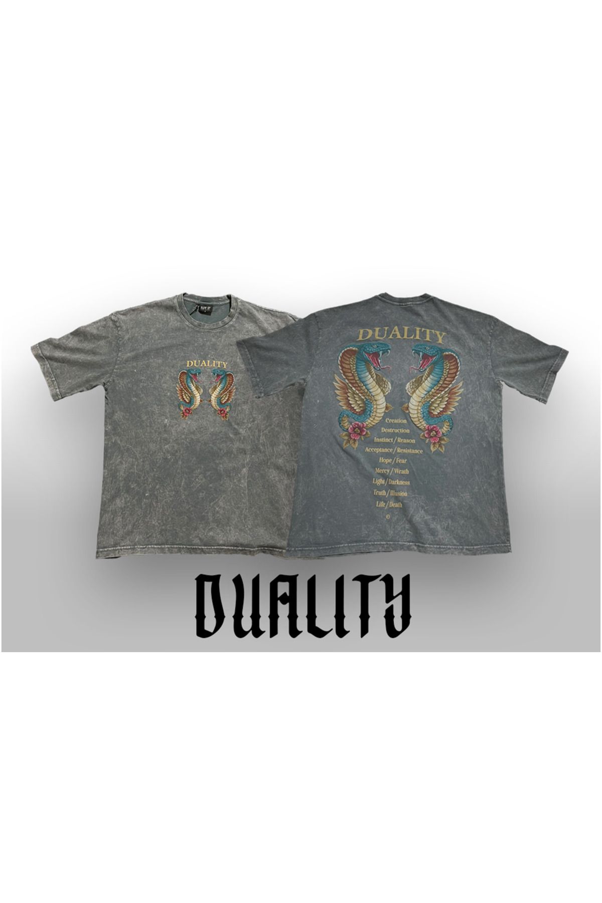blowup clothing Duality Yılan Kabartma Tişört Ön ve Arka Baskılı
