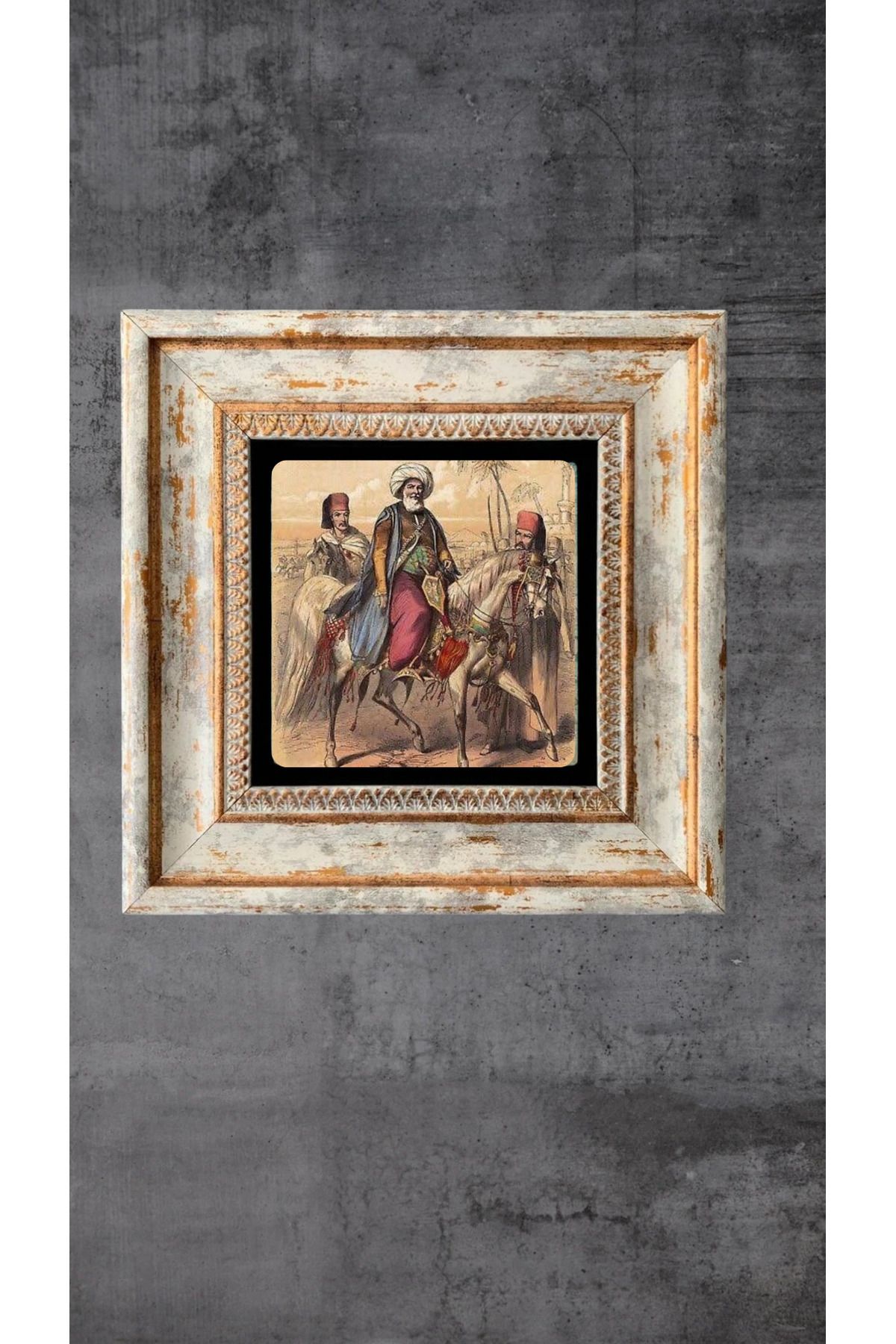 STONEVİVEART Osmanlı Minyatürleri Doğal Taş Tablo 20x20Cm Duvar Dekoru