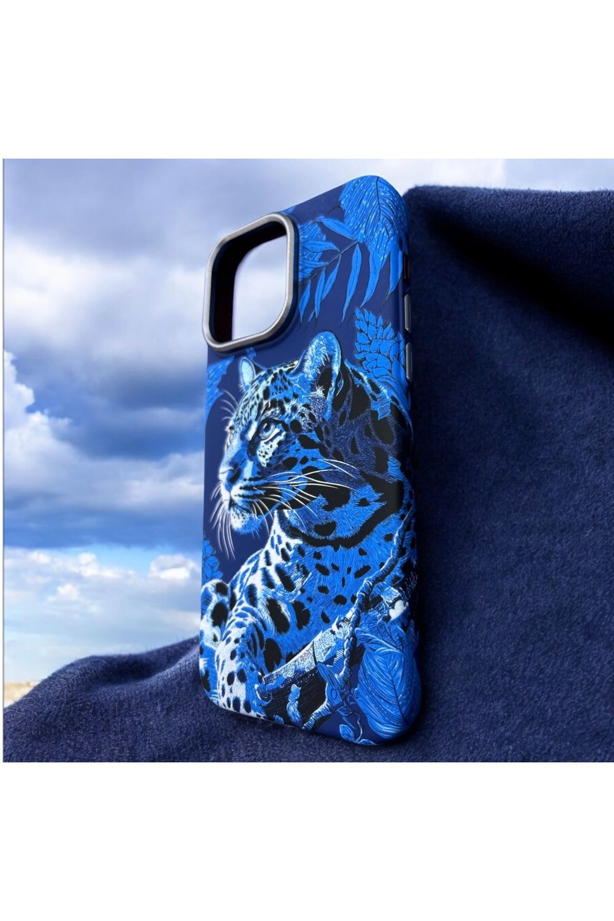 shop İPhone 15 Pro Max Uyumlu Desenli Mavi Karbonfiber Magsafe Özellikli Kılıf