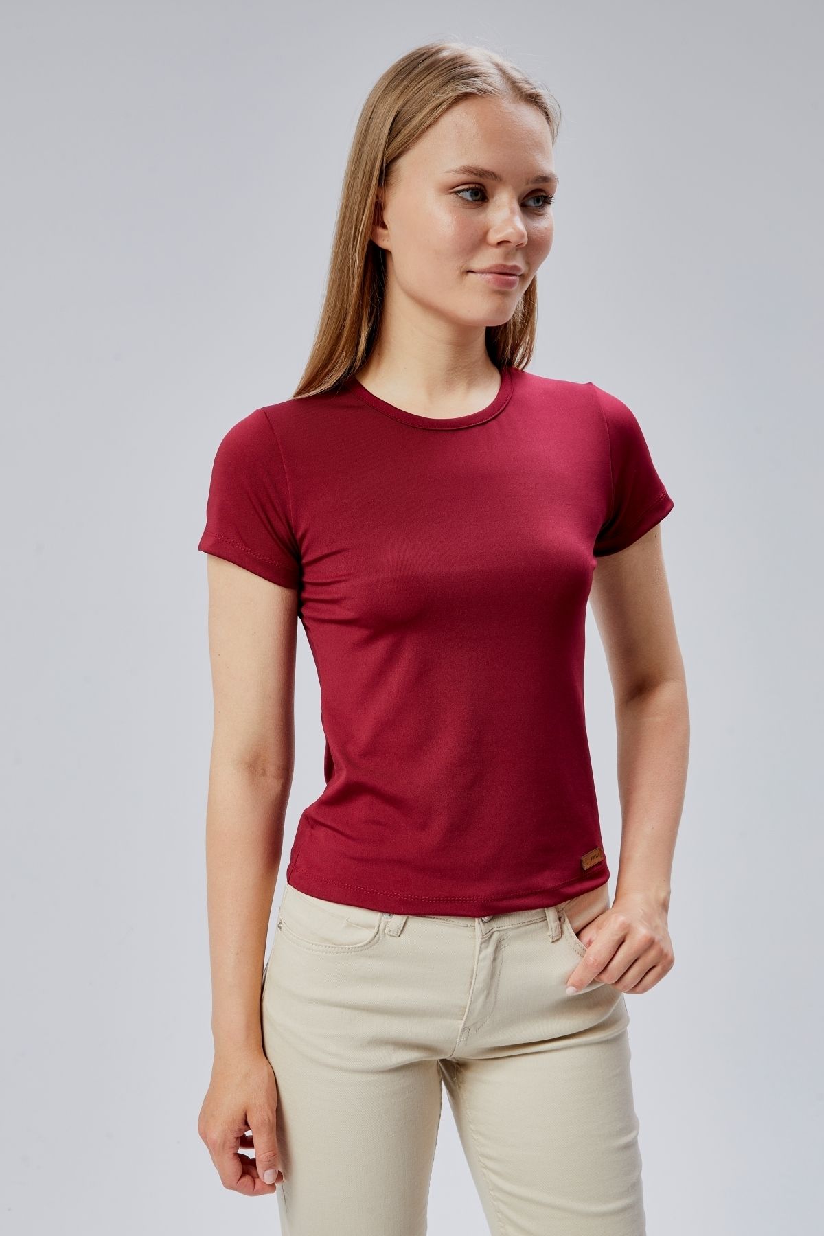 FHELIA Kısa Kollu Bisiklet Yaka Basic Esnek Likralı Perfect Slim Fit Body