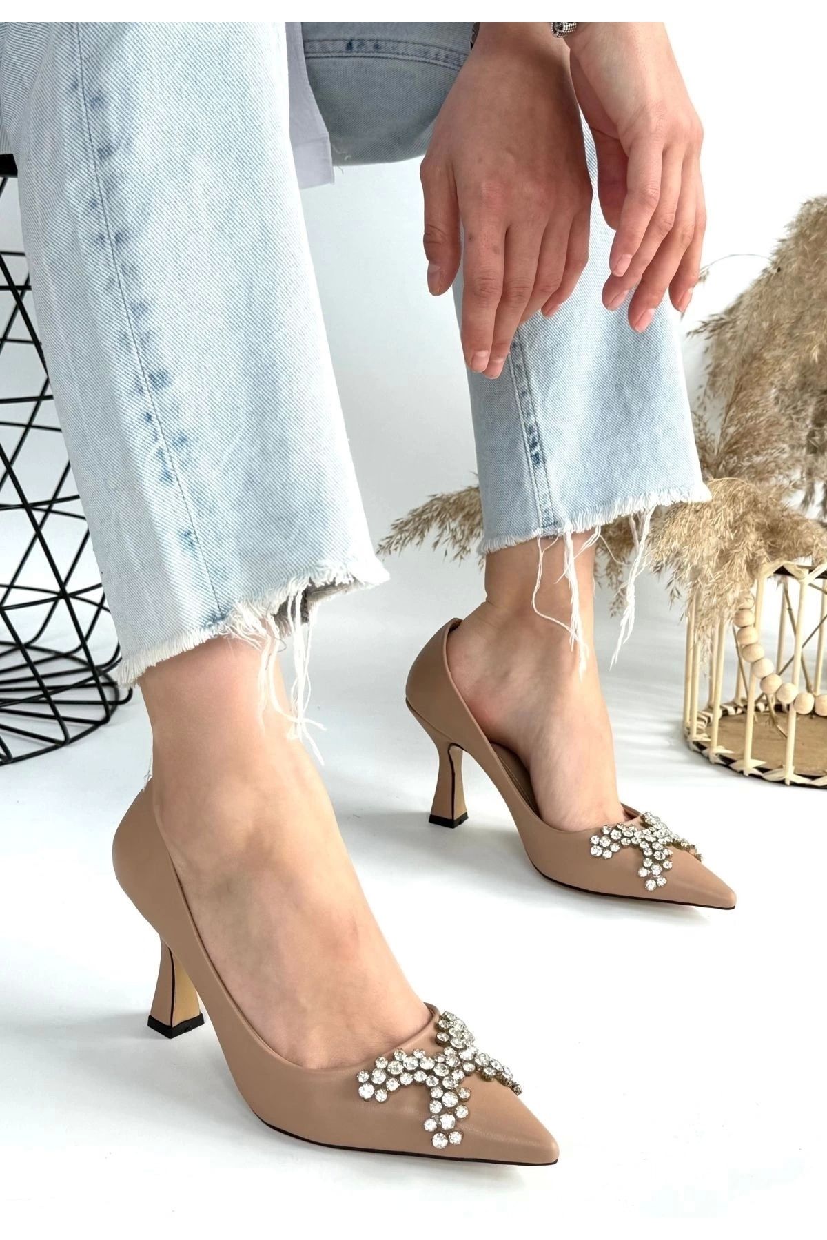 No8 Home Teoni Nude Cilt Topuklu Ayakkabı