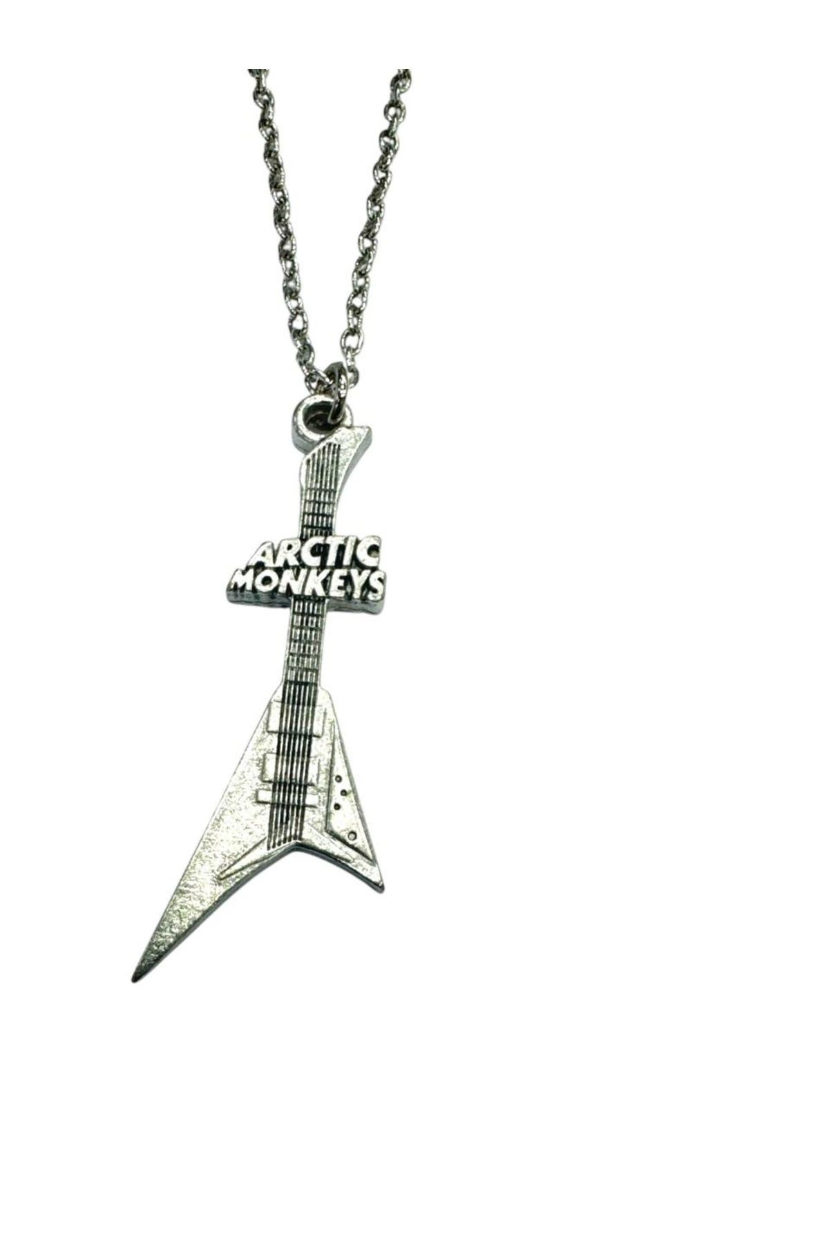 Herşey Nota Arctic Monkeys Temalı Elektro Gitar Kolye – 60 cm - Unisex - Metal Rock Aksesuar