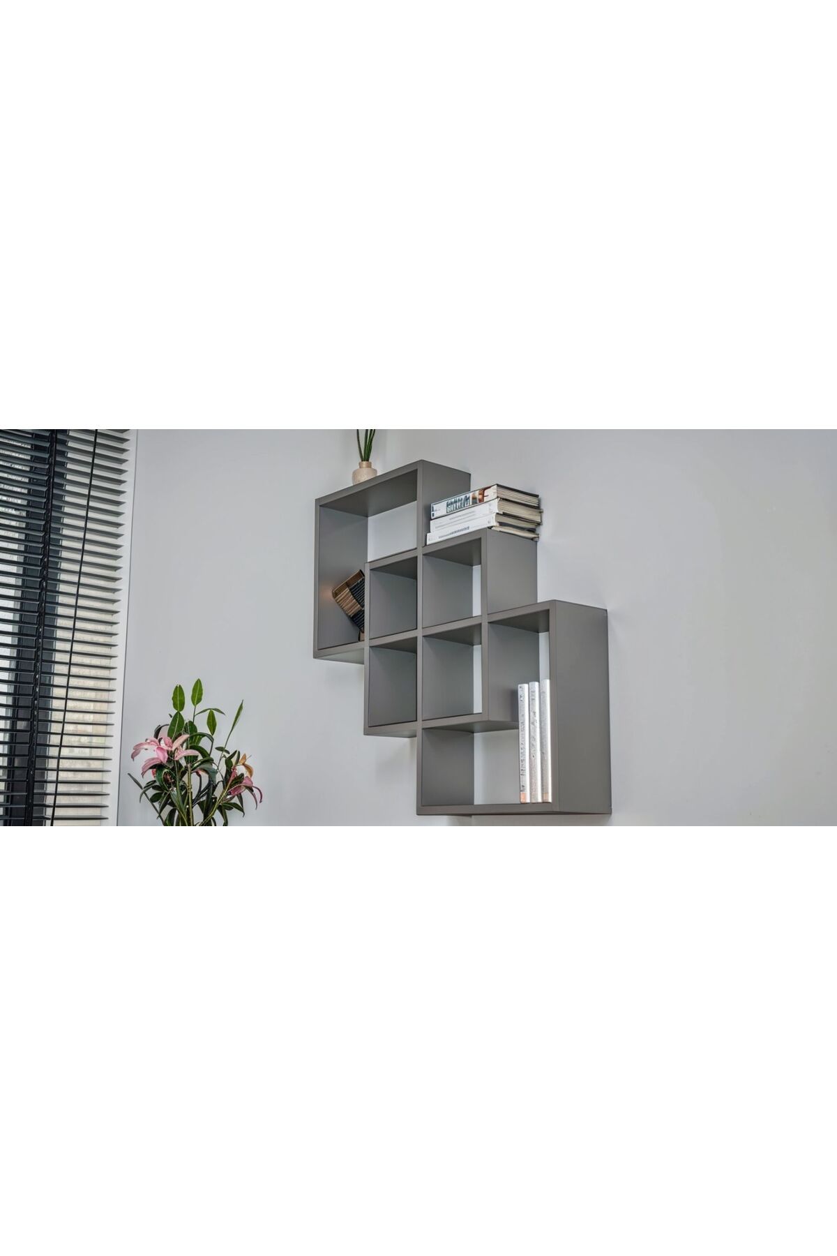 Home Kare Modern Duvar Rafı - Duvar Kitaplığı - Dekoratif Kitaplık-Duvar Süsleme