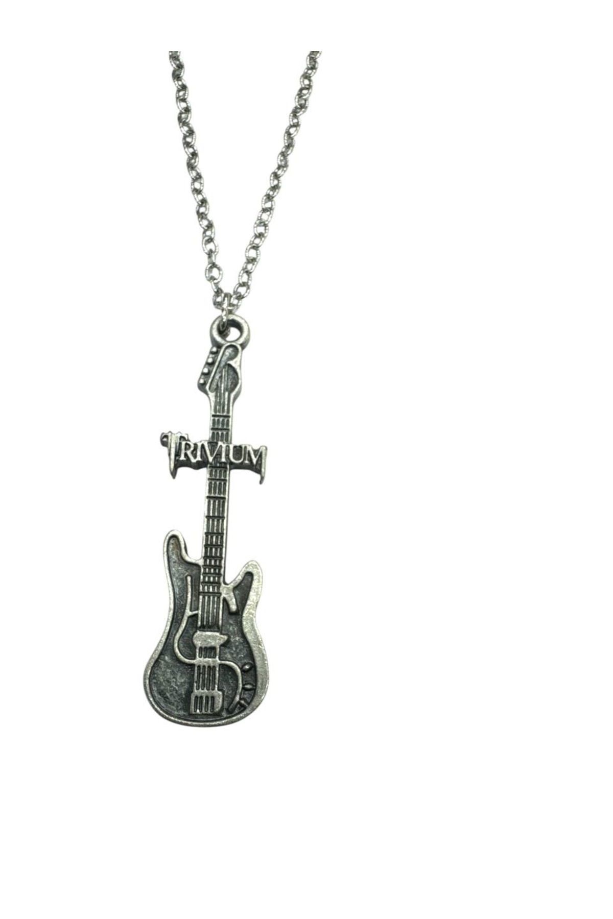 Herşey Nota Trivium Temalı Elektro Gitar Anahtarlık – 60 cm Unisex Metal Metalcore & Heavy Metal Aksesuar