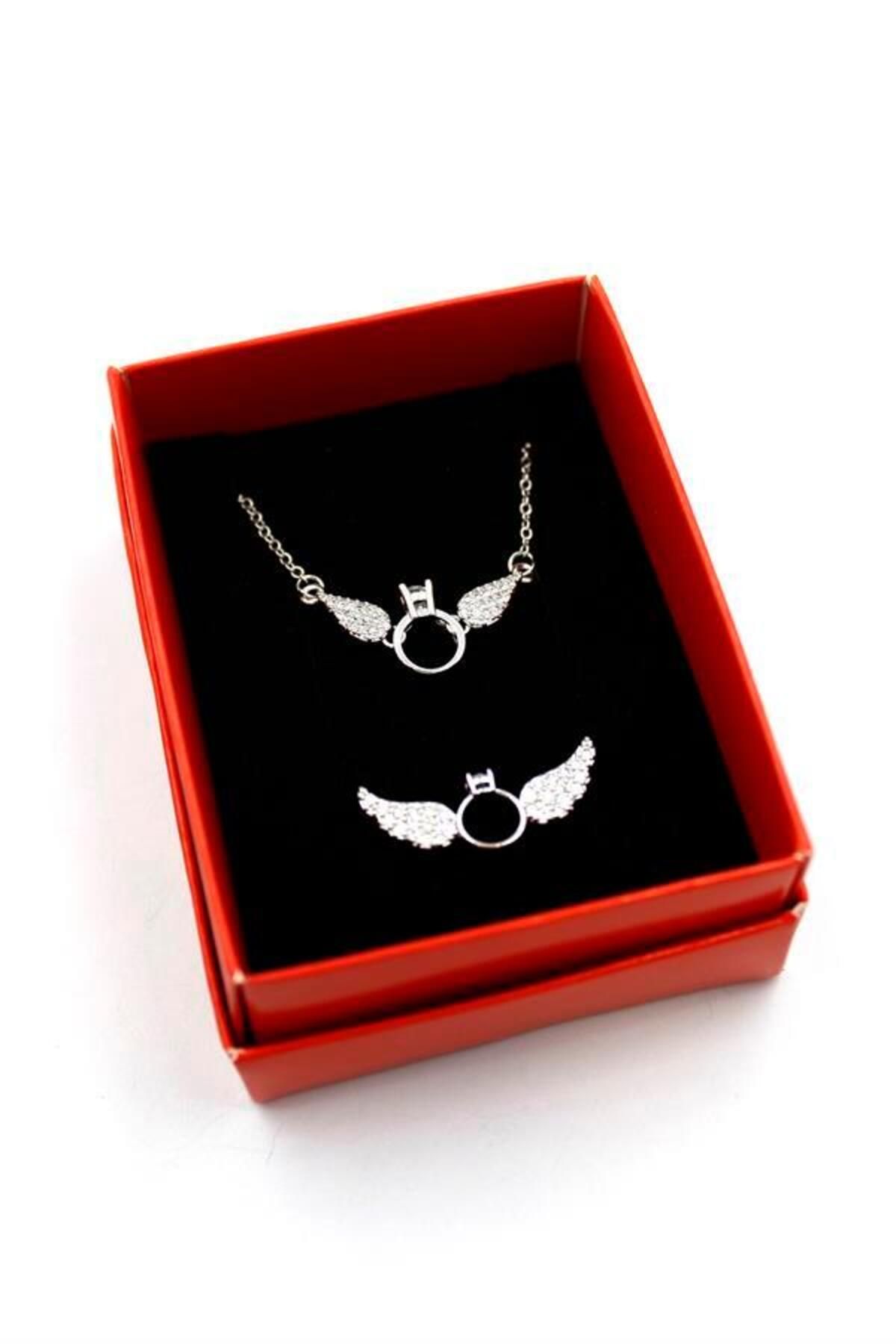 Angoravi Tektaş Set Kolye - Altın