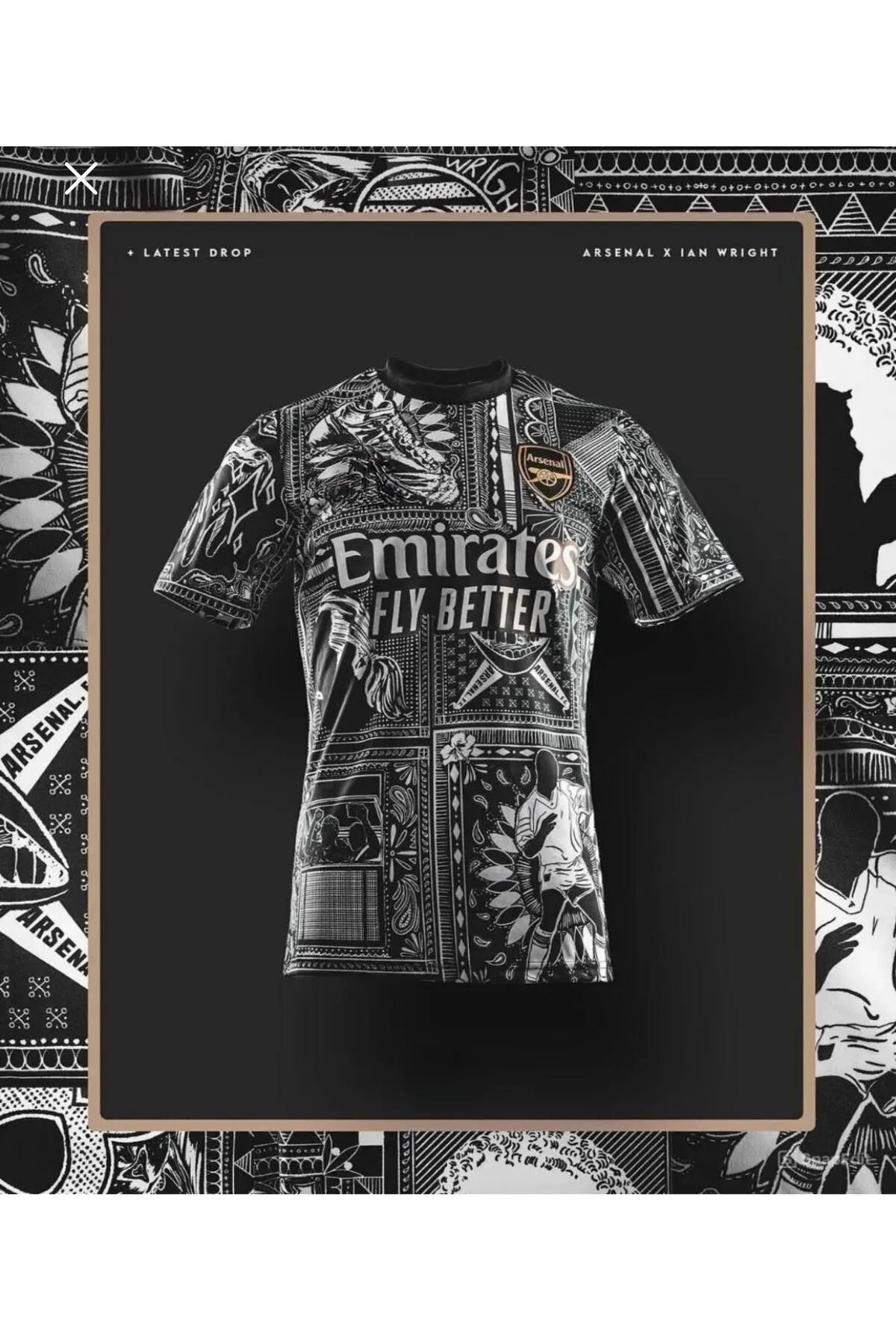 LUNA SPOR Arsenal Siyah Renk Maç Önü Desenli Özel Tasarım Kısa Kol Forma