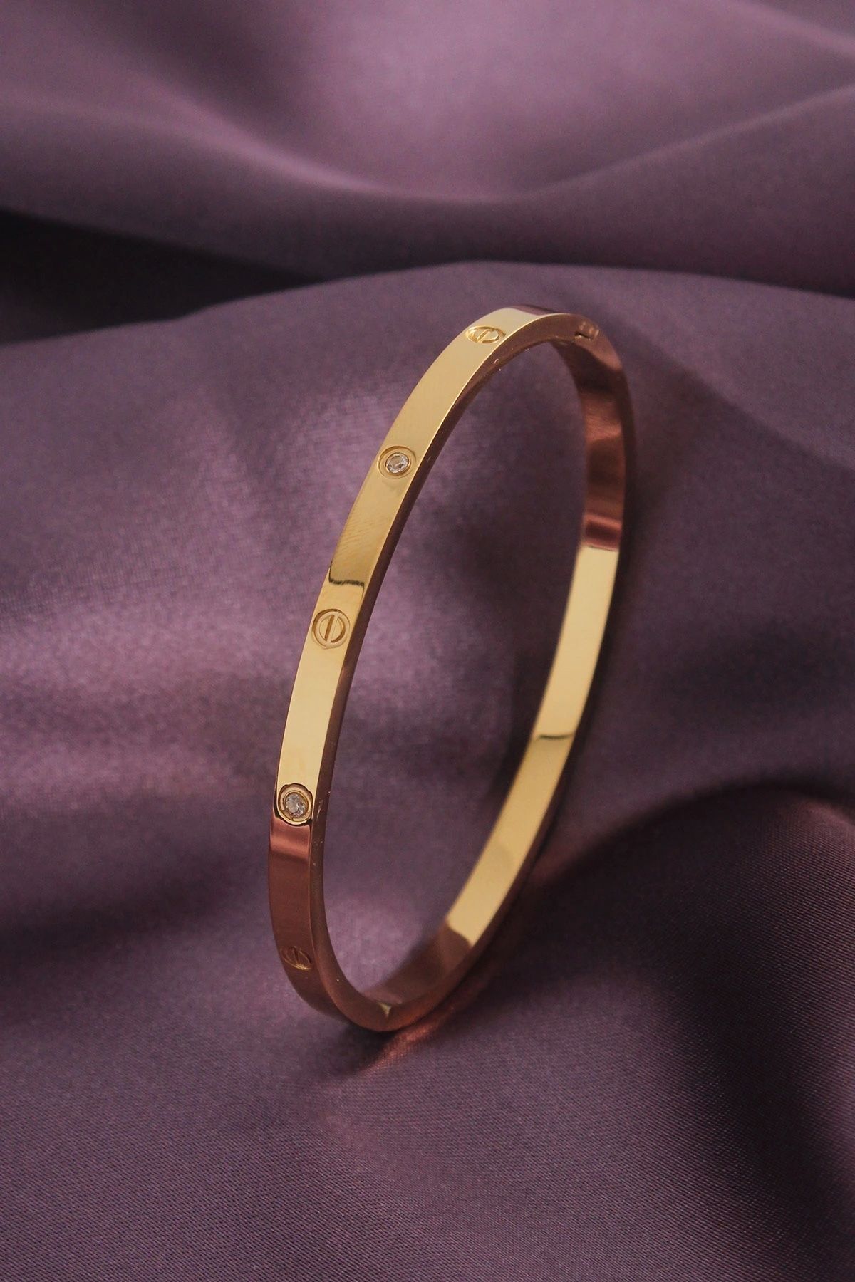 OurStyles Çelik Zirkon Taş Detay Kadın Kelepçe - TJ-BB4830